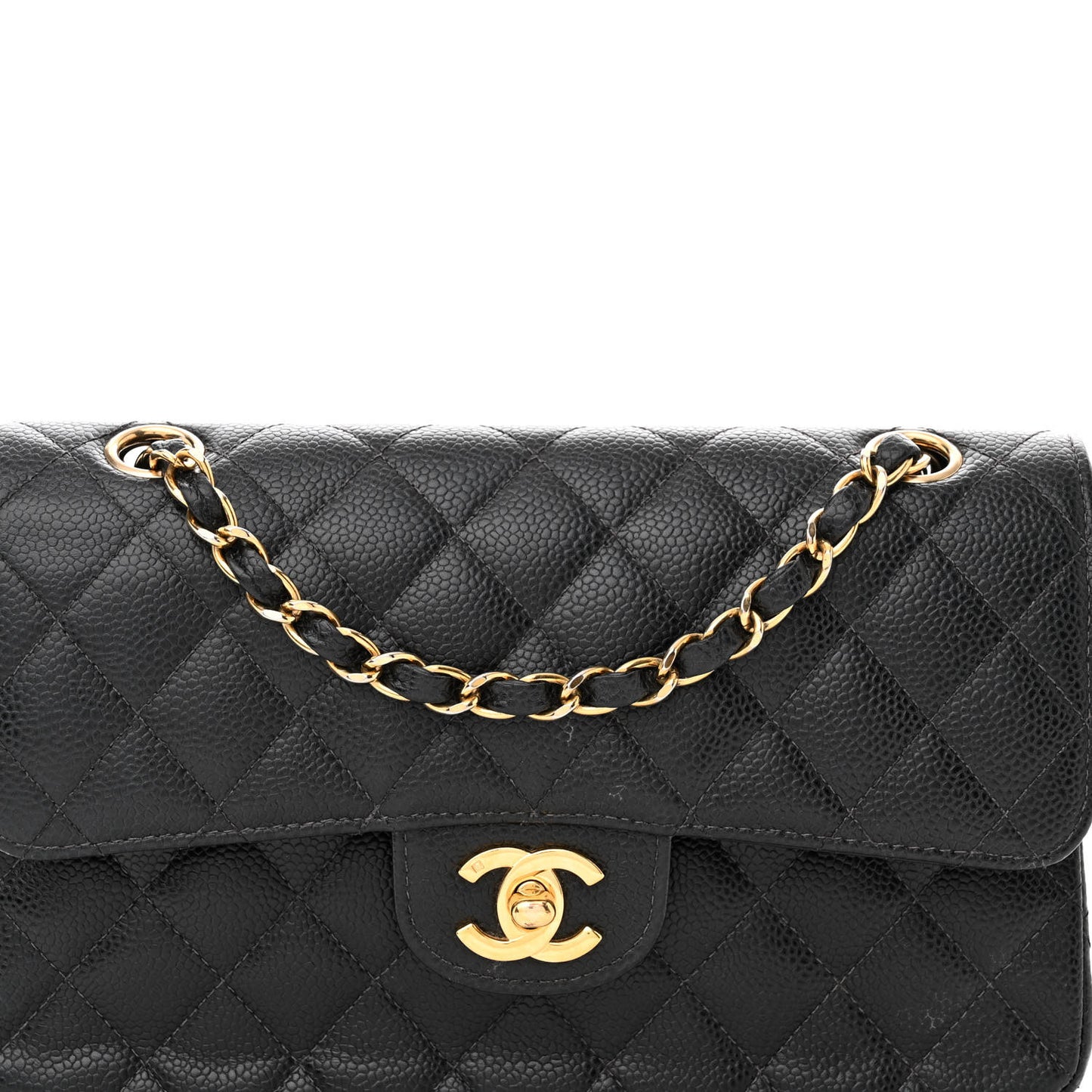 Caviar Quilted Small Double Flap Black