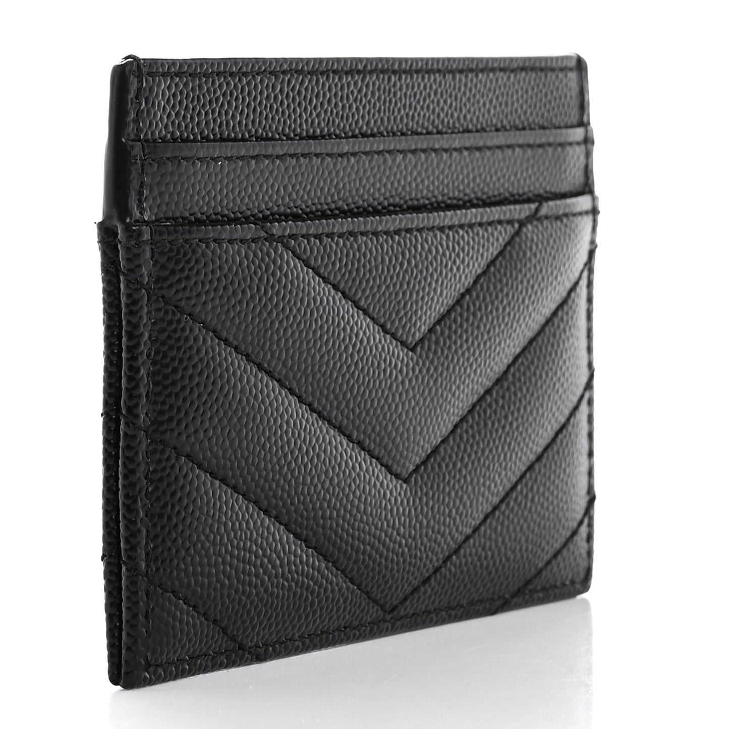 Grain De Poudre Matelasse Chevron Monogram Credit Card Case Black