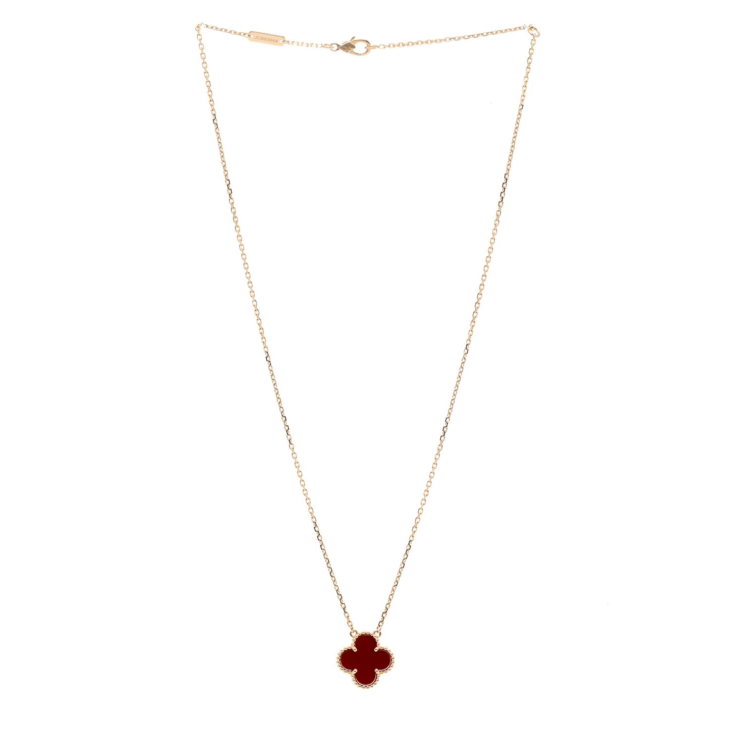 18K Yellow Gold Carnelian Vintage Alhambra Pendant Necklace