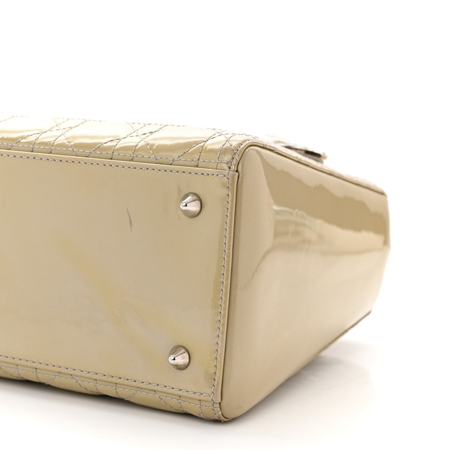 CHRISTIAN DIOR Patent Cannage Medium Lady Dior Grey