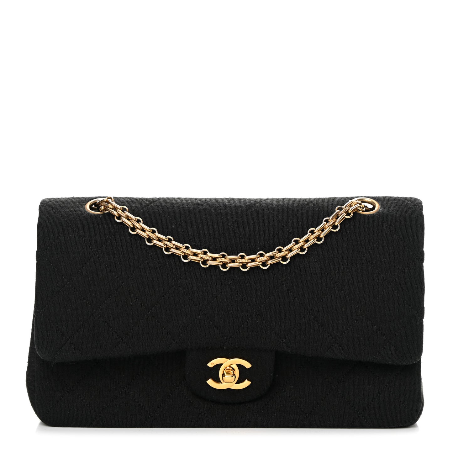 Jersey Quilted Small Double Flap Black