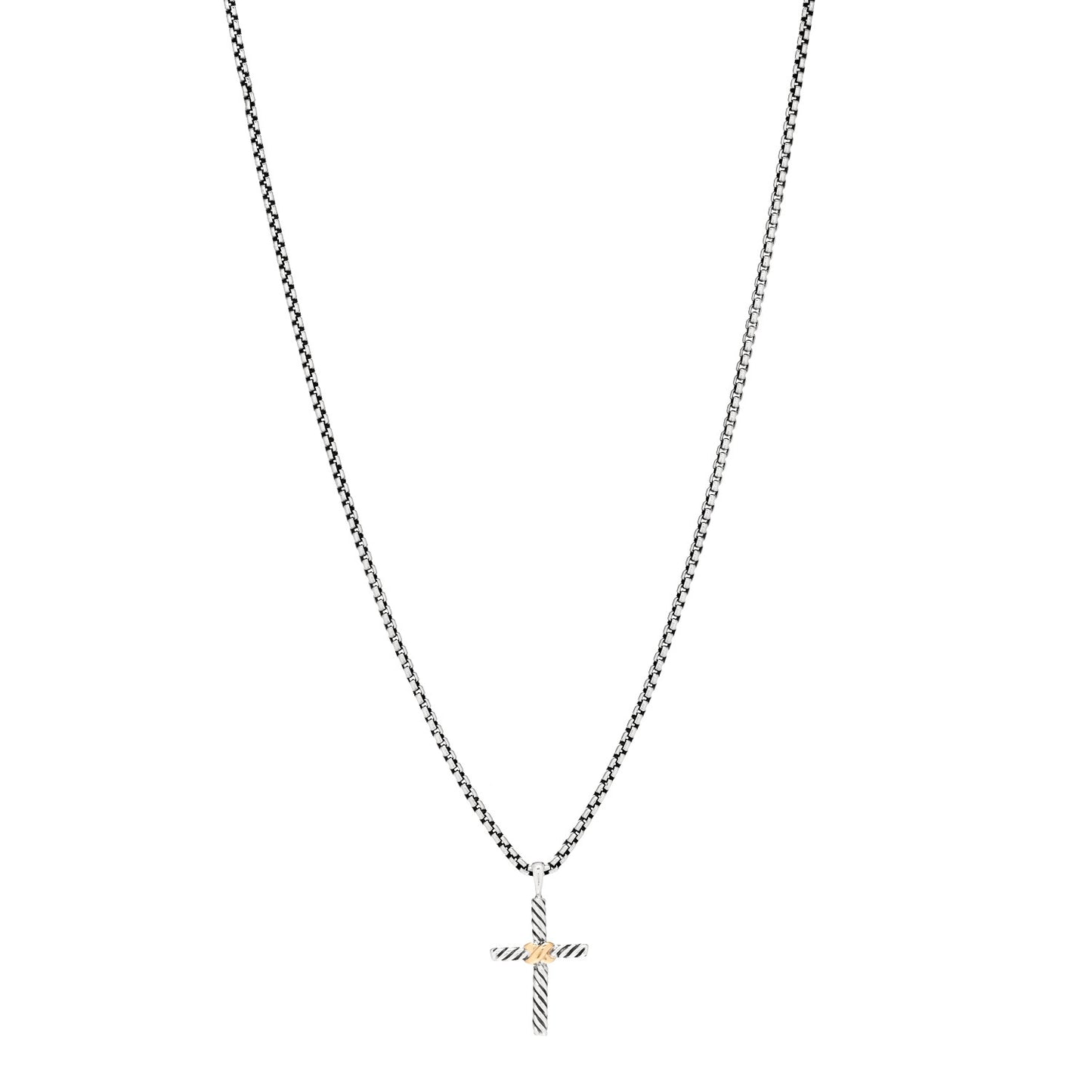Sterling Silver 14K Yellow Gold Petite X Cross Pendant Necklace