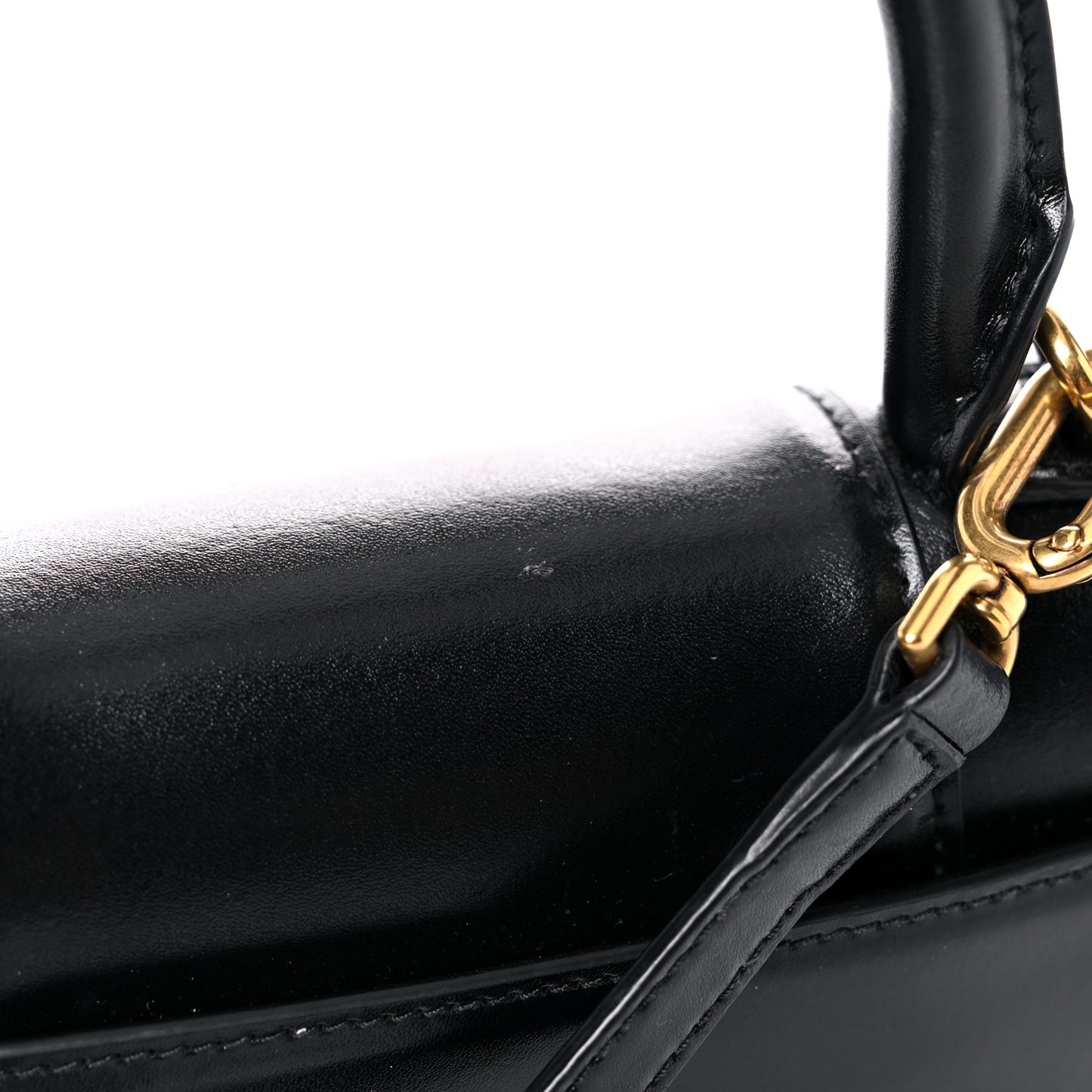 Shiny Box Calfskin Hourglass Top Handle Bag XS Black