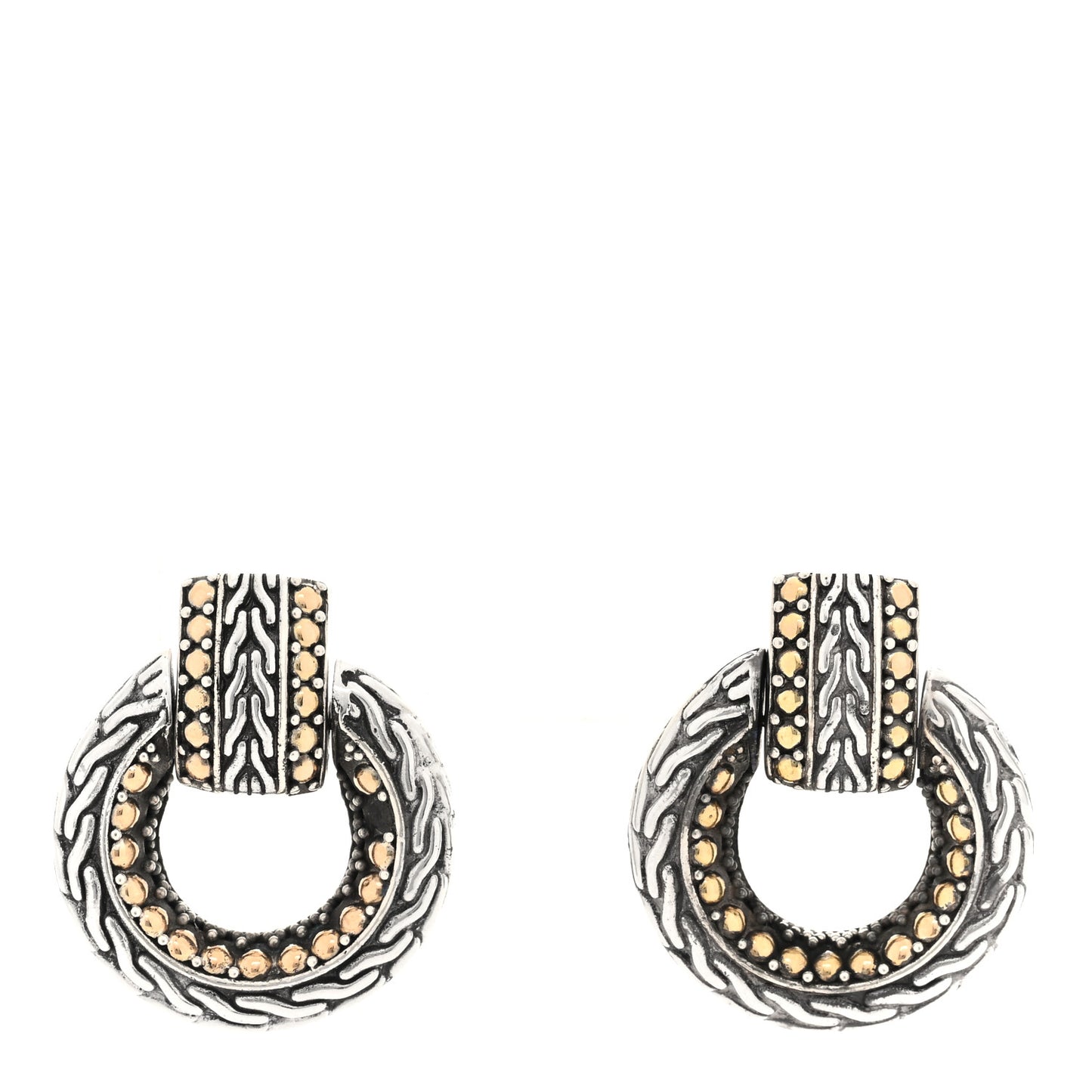 Sterling Silver 18K Yellow Gold Dot Doorknocker Drop Earrings