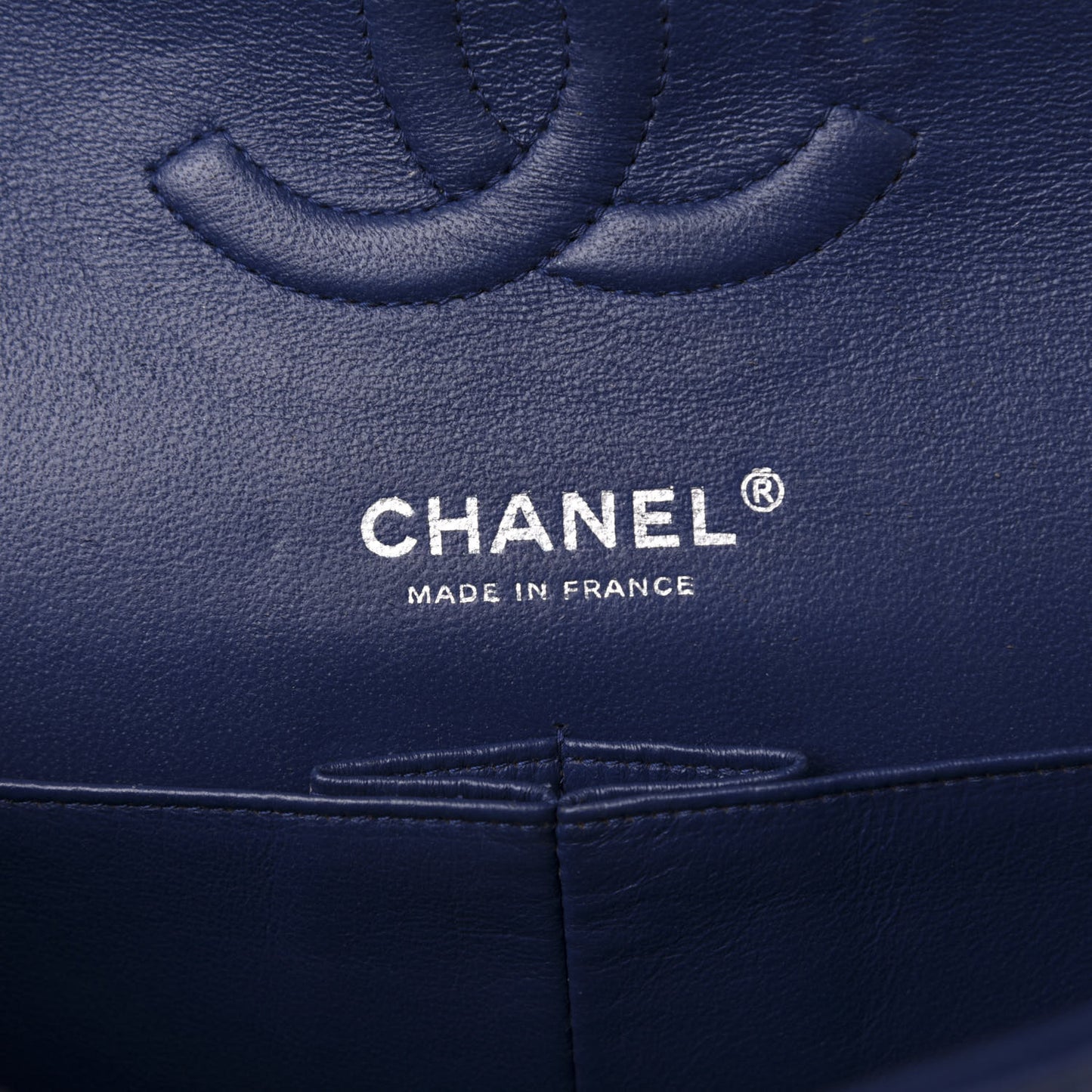 Lambskin Quilted Medium Double Flap Navy