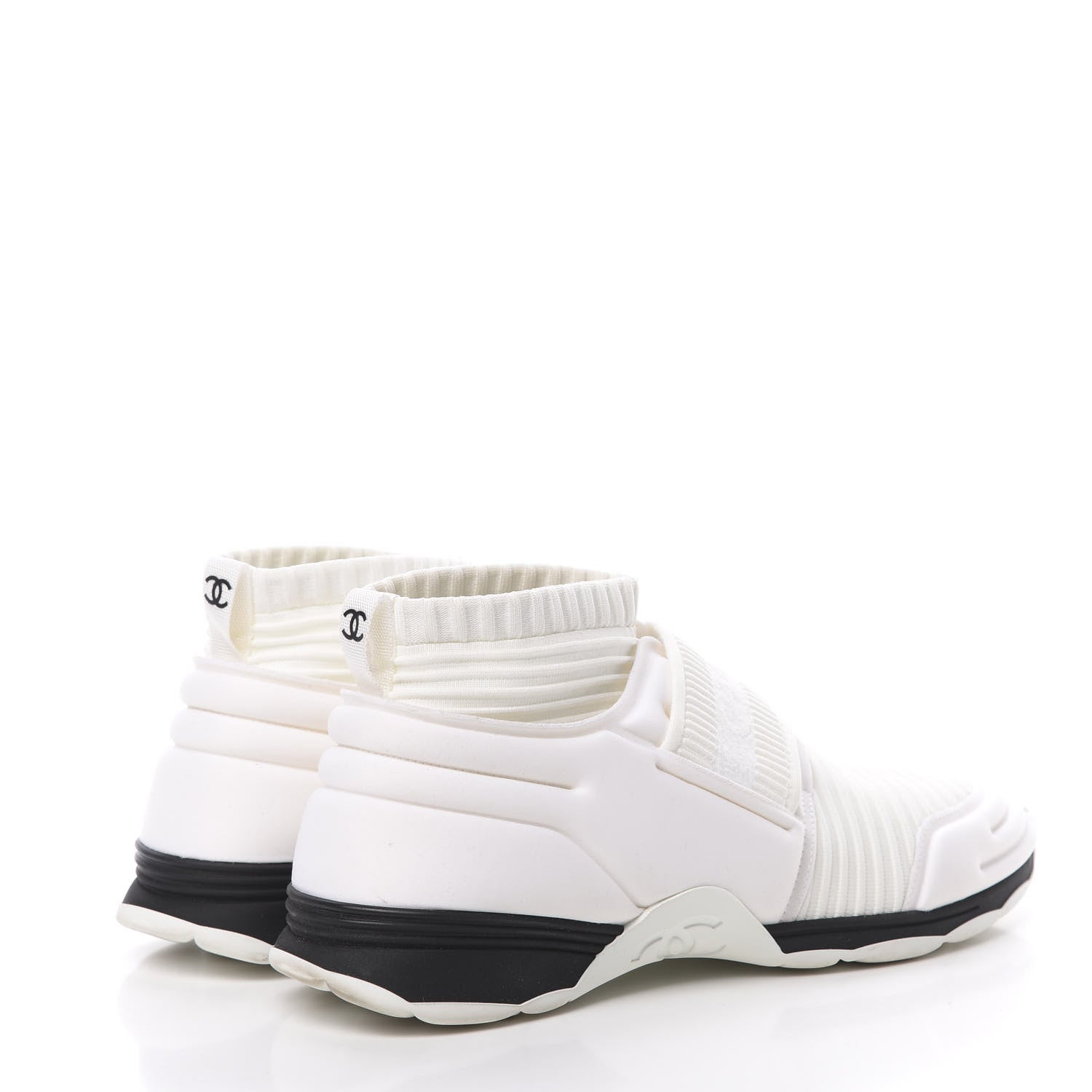 Chanel Stretch Fabric CC Sneakers 41 White 4 of 11