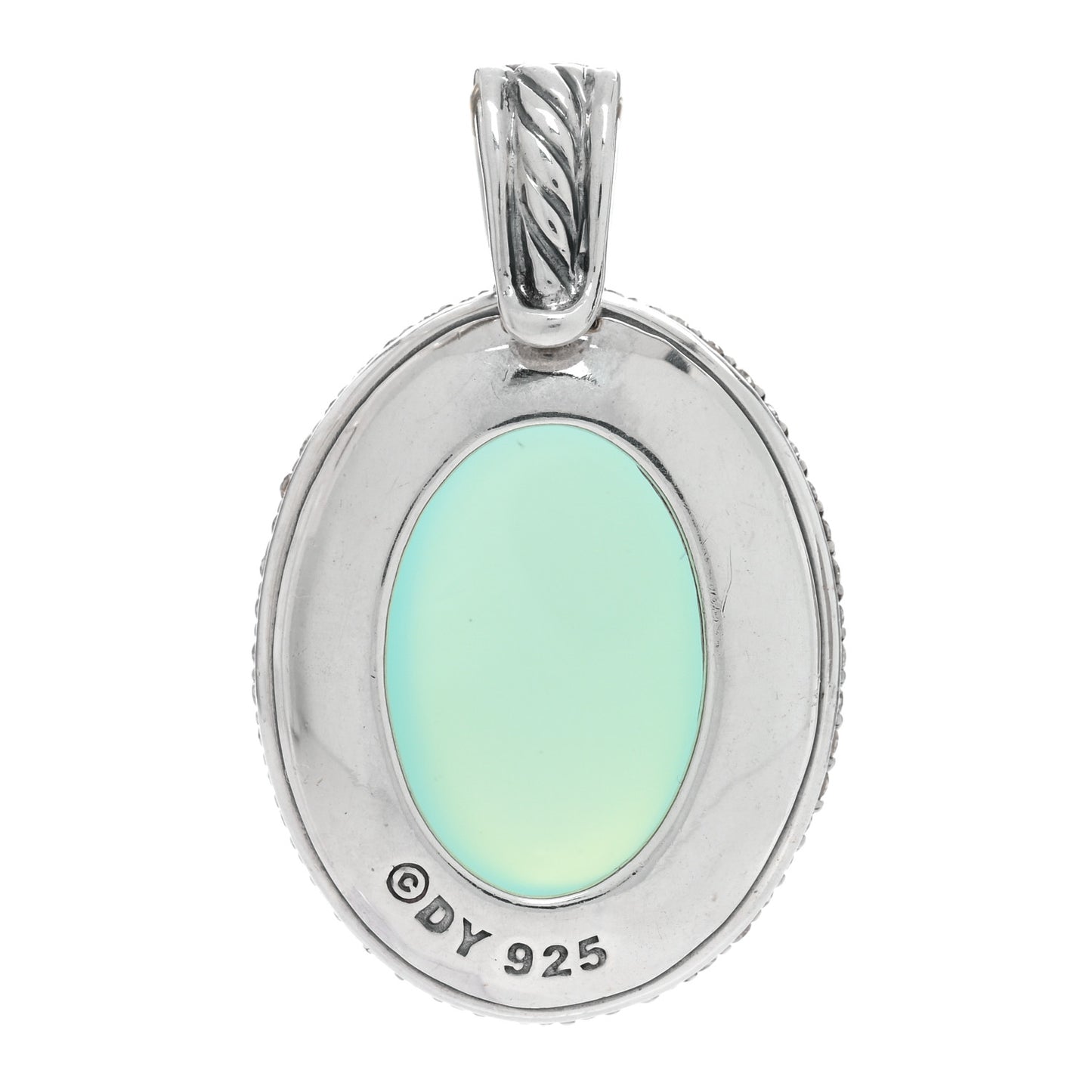 Sterling Silver Diamond Chalcedony Oval Enhancer Pendant