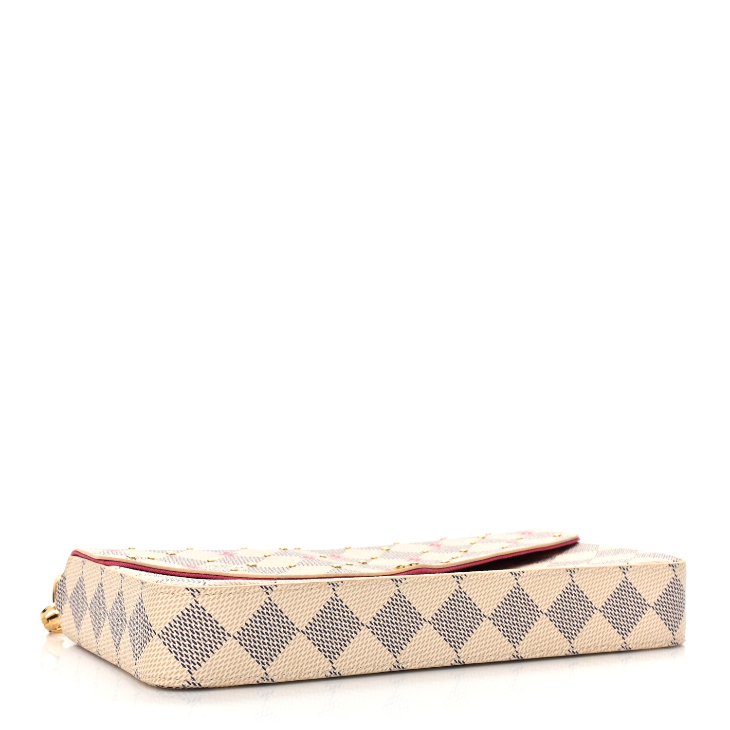 Louis Vuitton LOUIS VUITTON Damier Azur Studded Pochette Felicie Chain Wallet Fuchsia 4 of 11