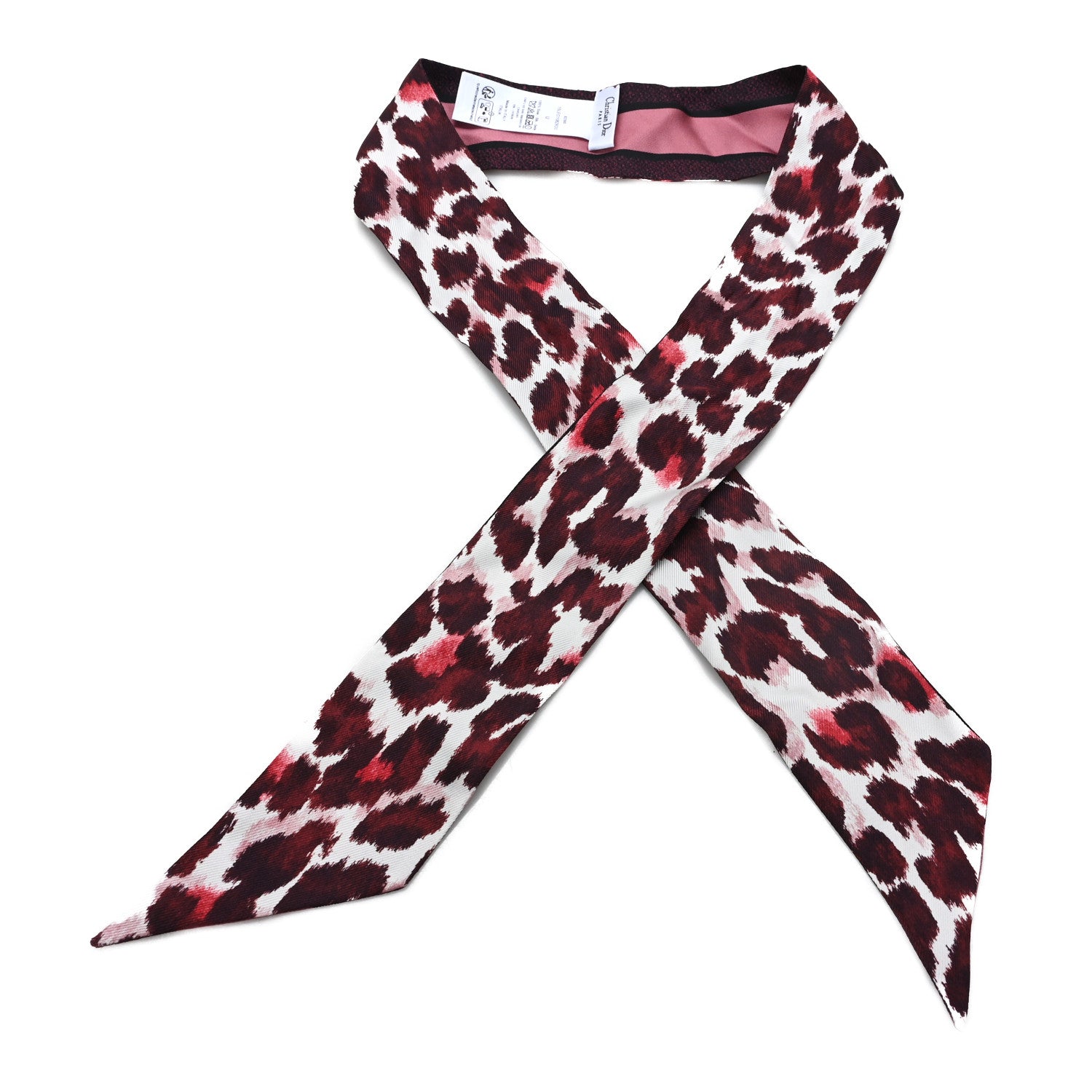 Christian Dior Silk Twill Cheetah Mitzah Scarf Black Pink
