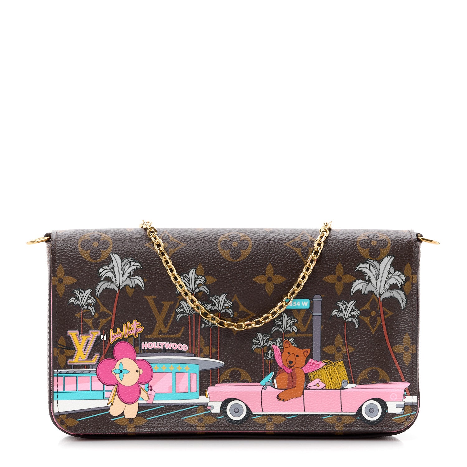 Louis Vuitton LOUIS VUITTON Monogram 2021 Christmas Animation Hollywood Pochette Felicie Chain Wallet Fuchsia 1 of 14