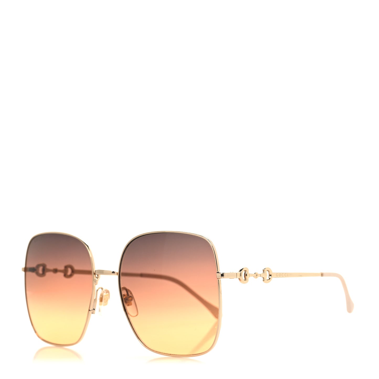 Metal Horsebit Square Sunglasses Gold