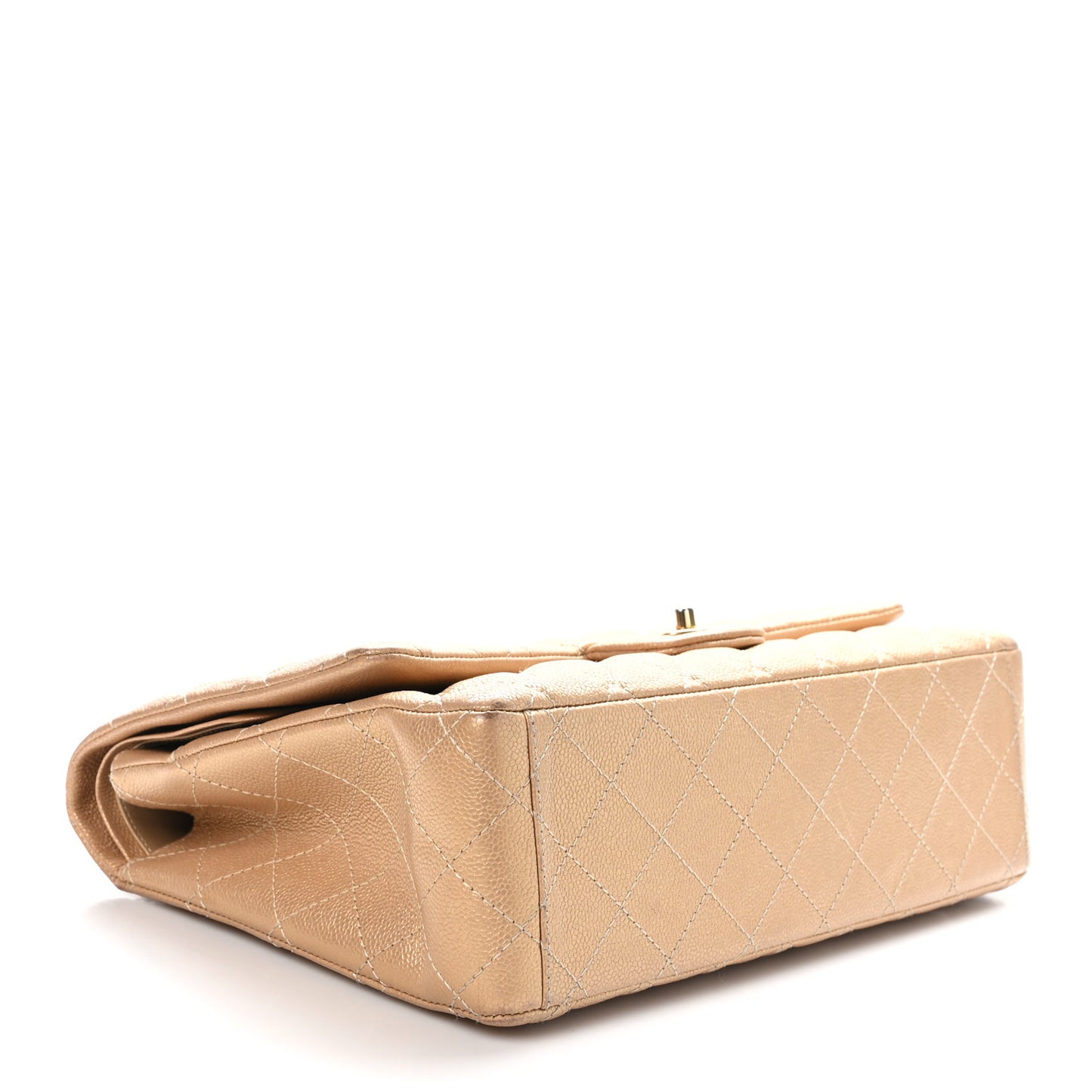 Metallic Caviar Quilted Maxi Double Flap Copper