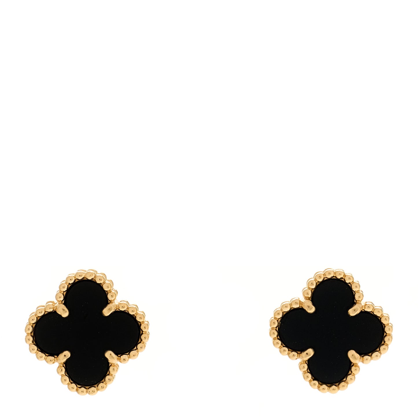 18K Yellow Gold Black Onyx Sweet Alhambra Earrings