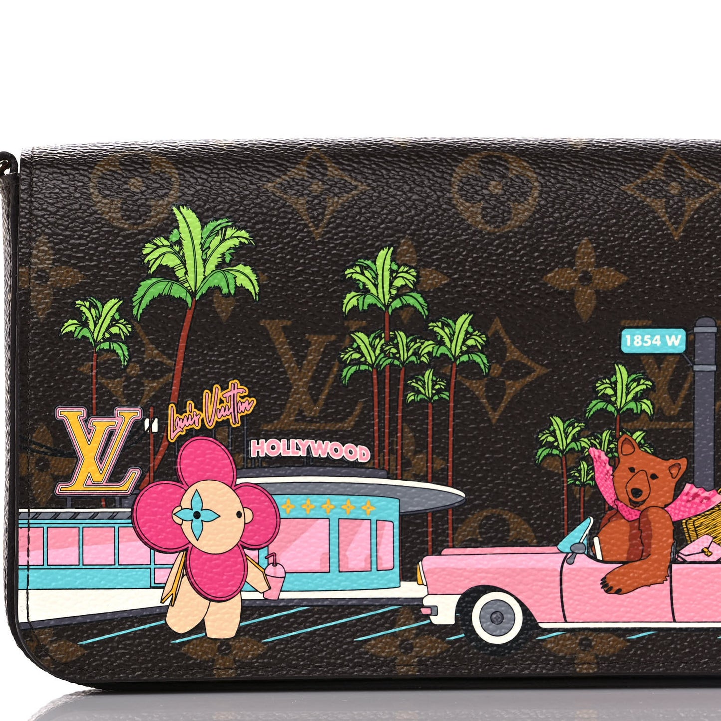 Monogram 2021 Christmas Animation Hollywood Pochette Felicie Chain Wallet Fuchsia