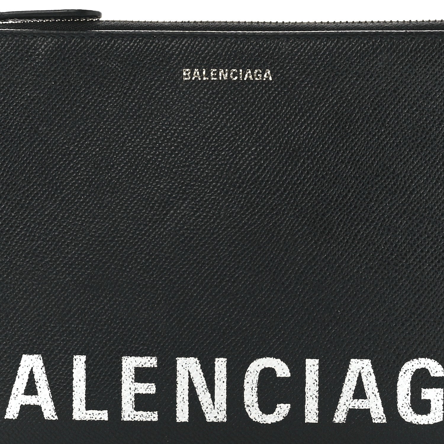 Balenciaga Calfskin Ville Logo Zip Pouch Black 7 of 10