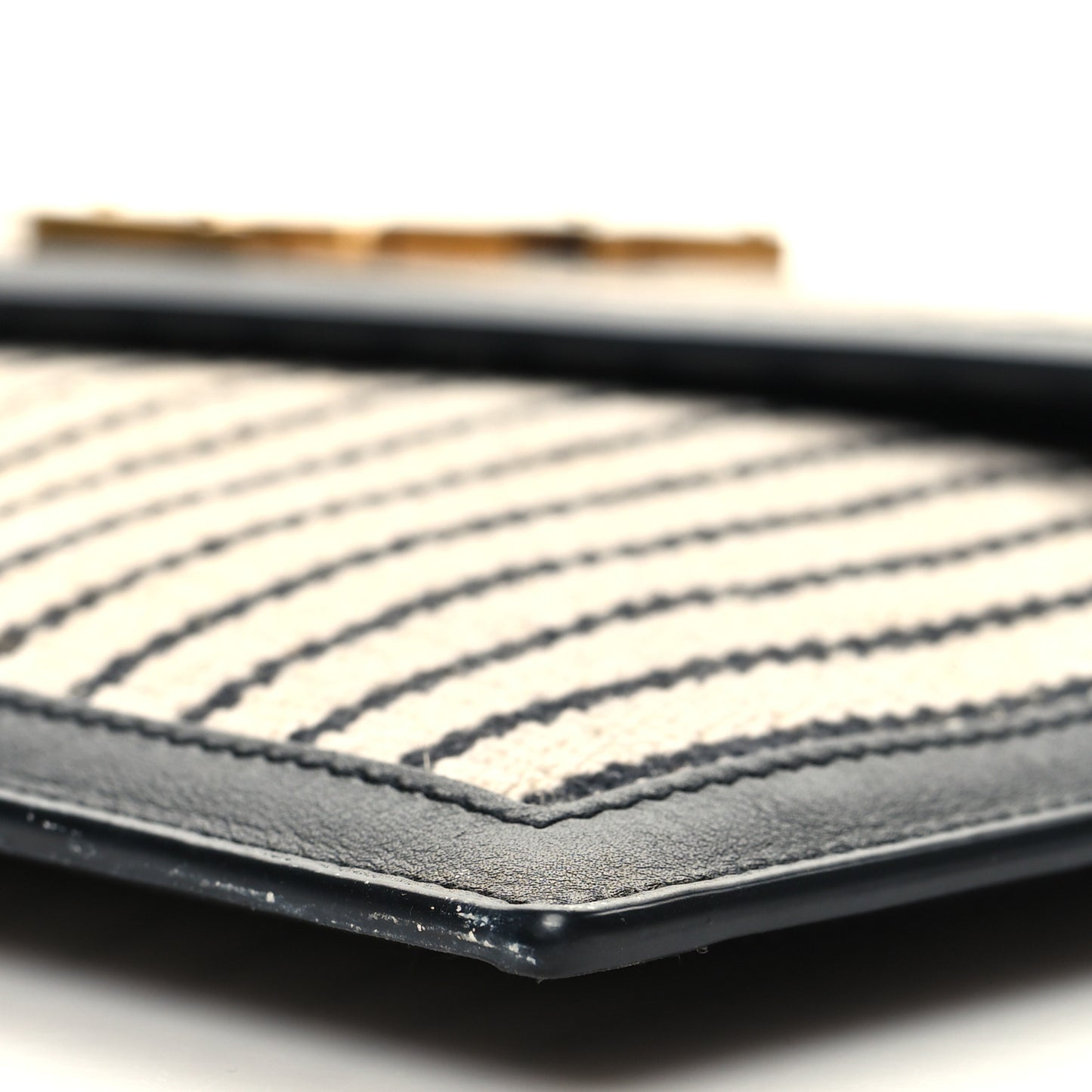 Canvas Striped Uptown Pouch Beige Black