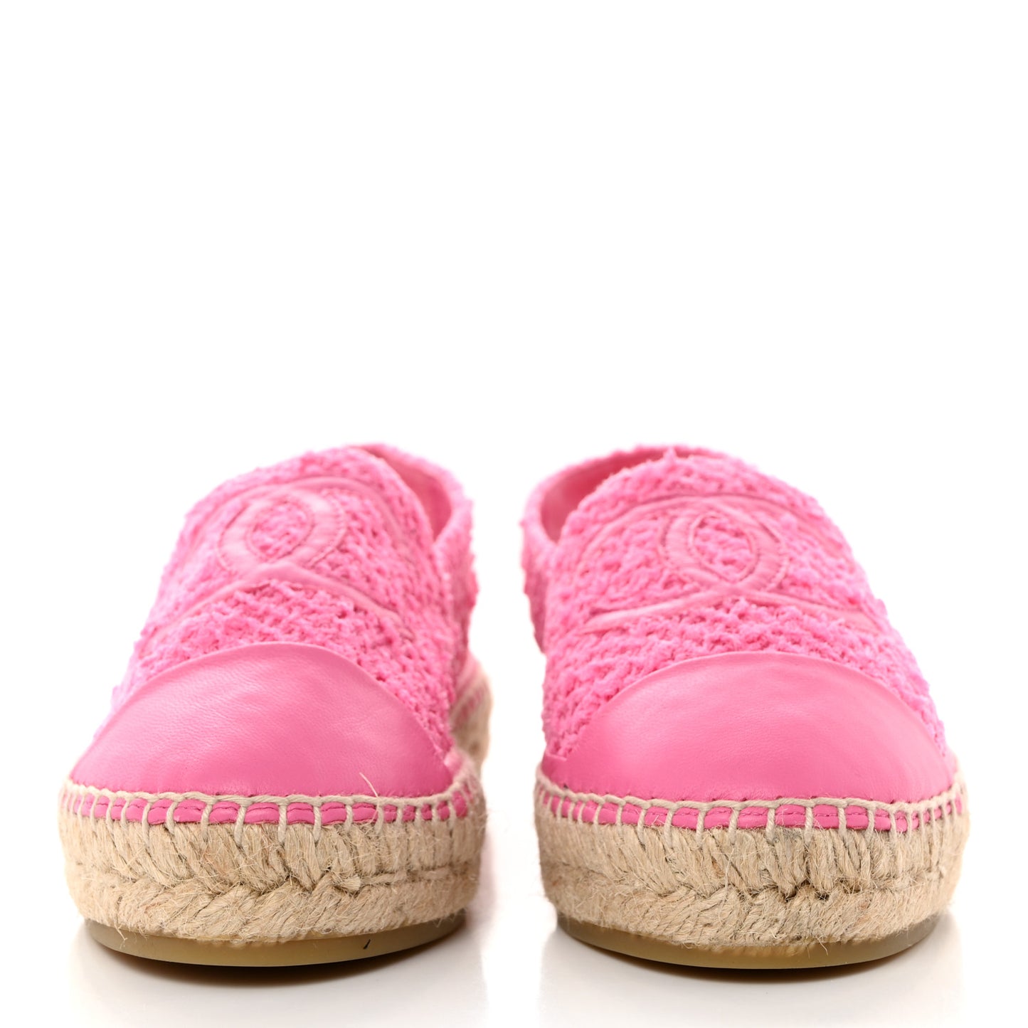Tweed Lambskin CC Espadrilles 38 Hot Pink