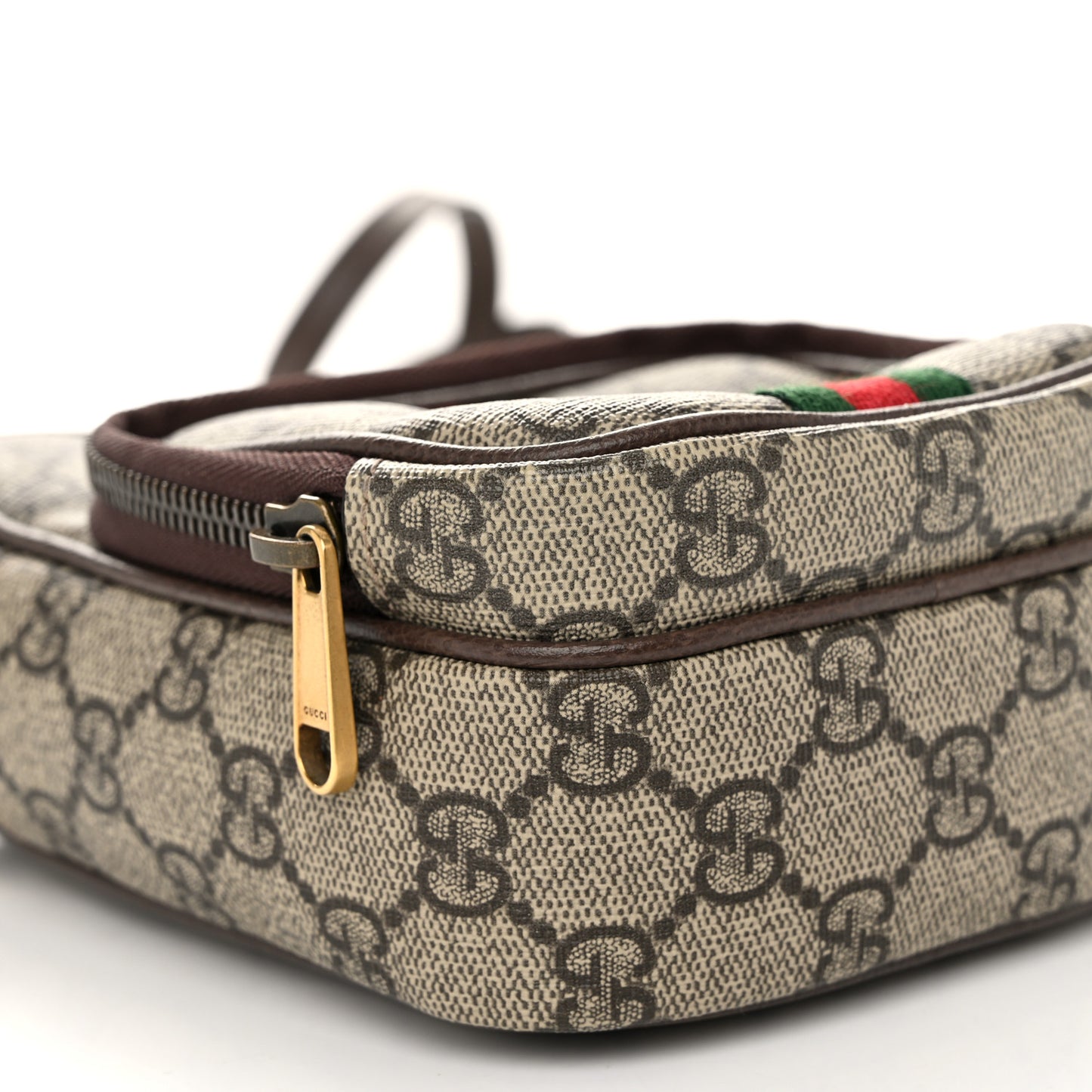GG Supreme Monogram Web Mini Ophidia Double Zip Messenger Bag Beige New Acero