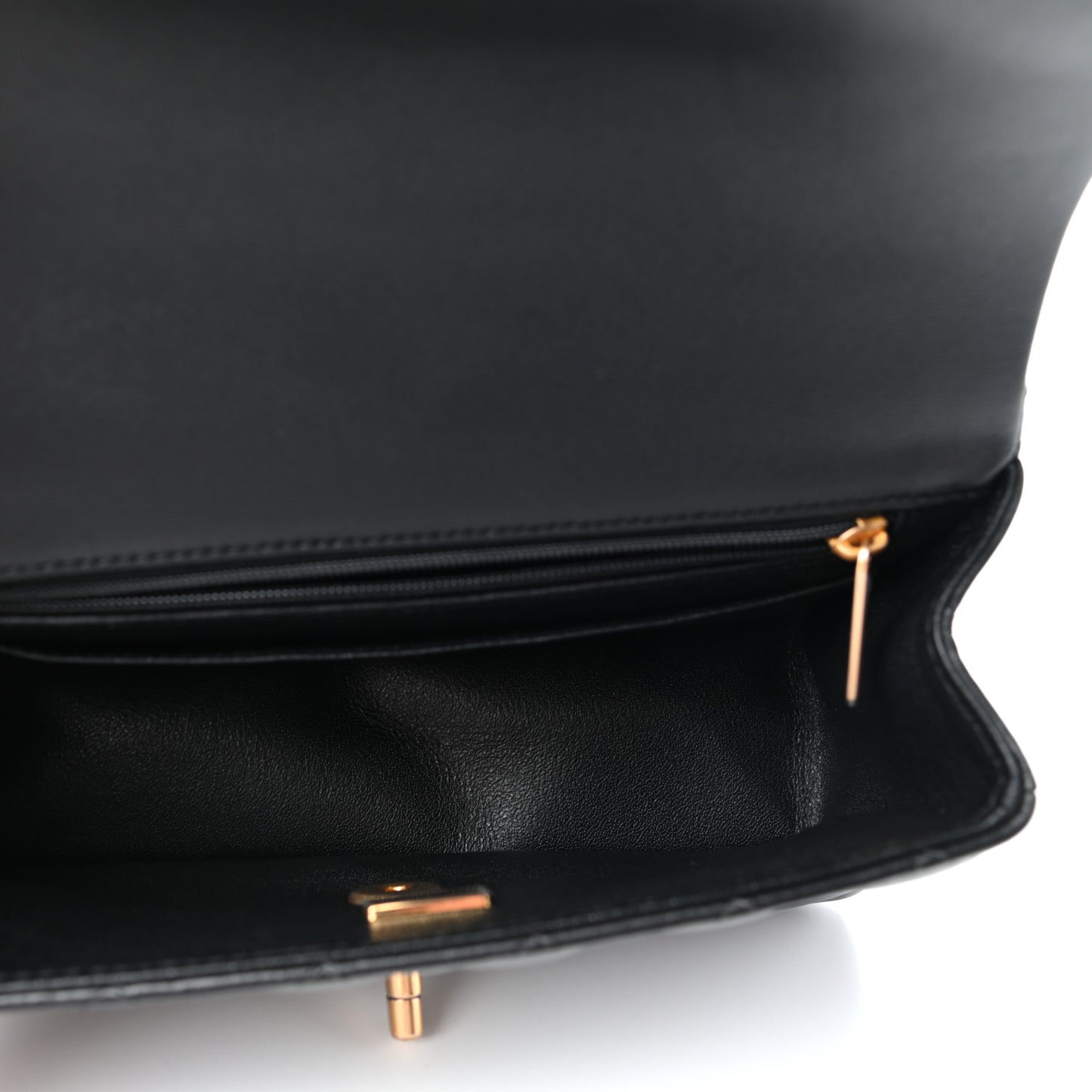 Lambskin Quilted Mini Top Handle Rectangular Flap Black
