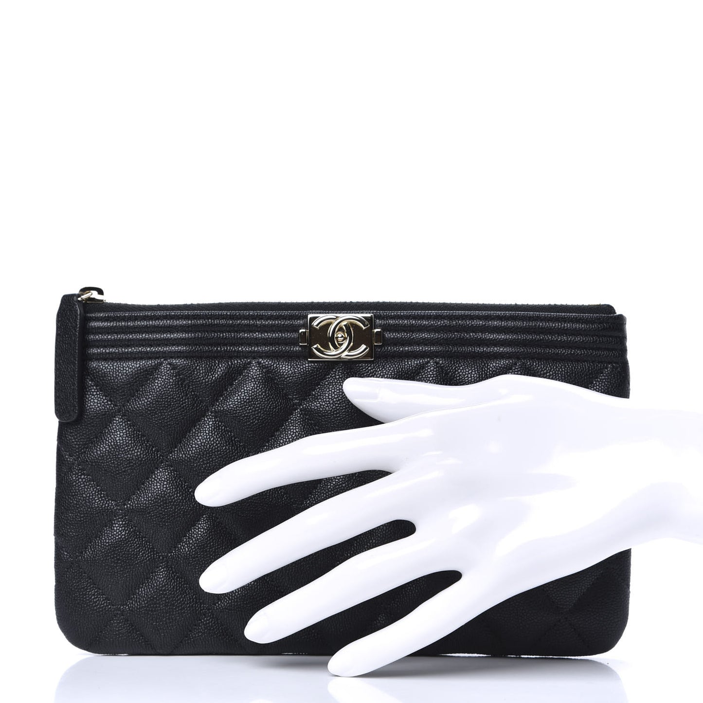 Caviar Quilted Small Boy Cosmetic Case Black