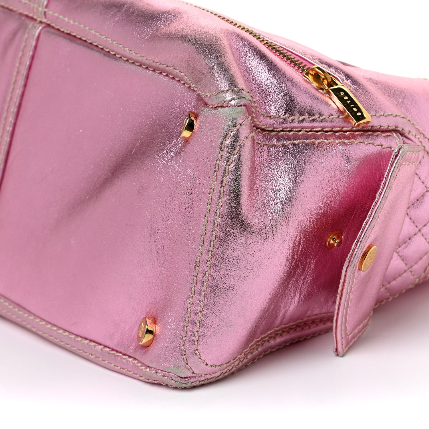 Celine Metallic Lambskin Quilted Boogie Satchel Pink 10 of 26