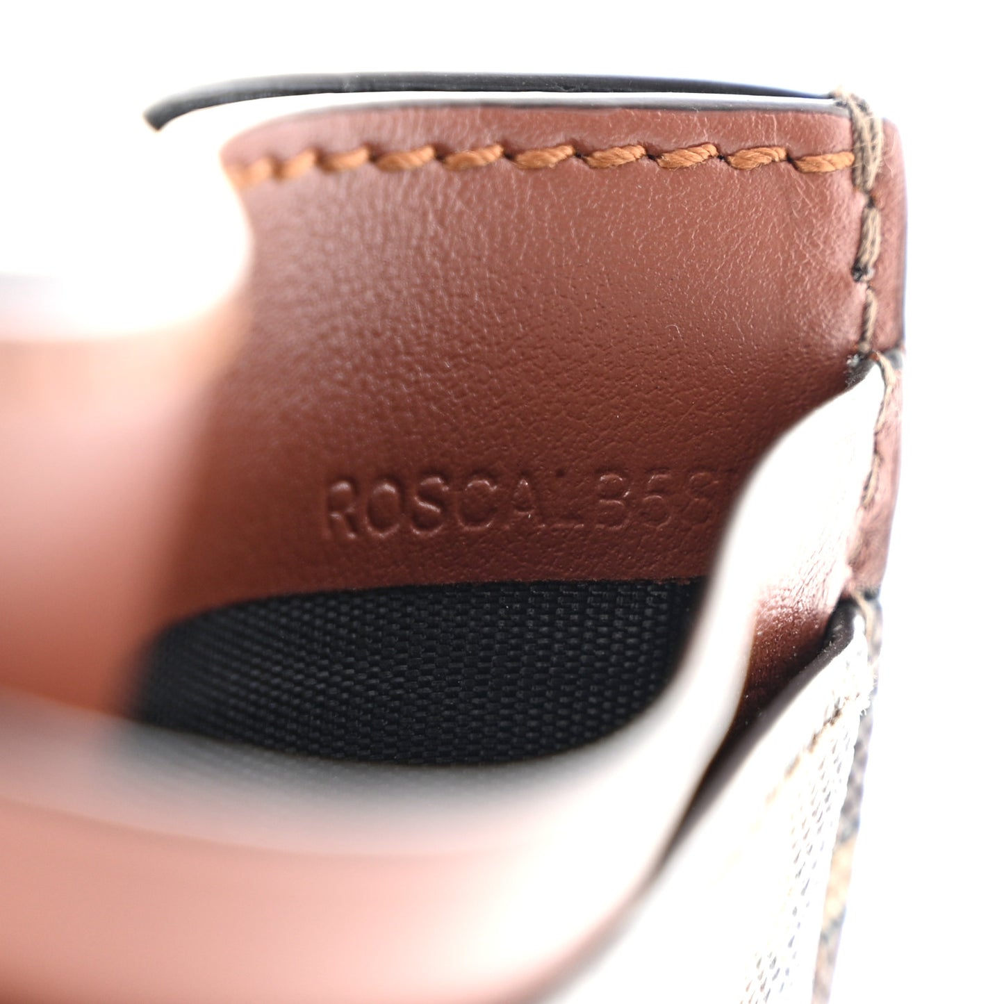 E-Canvas Monogram Stripe Card Case Bridle Brown