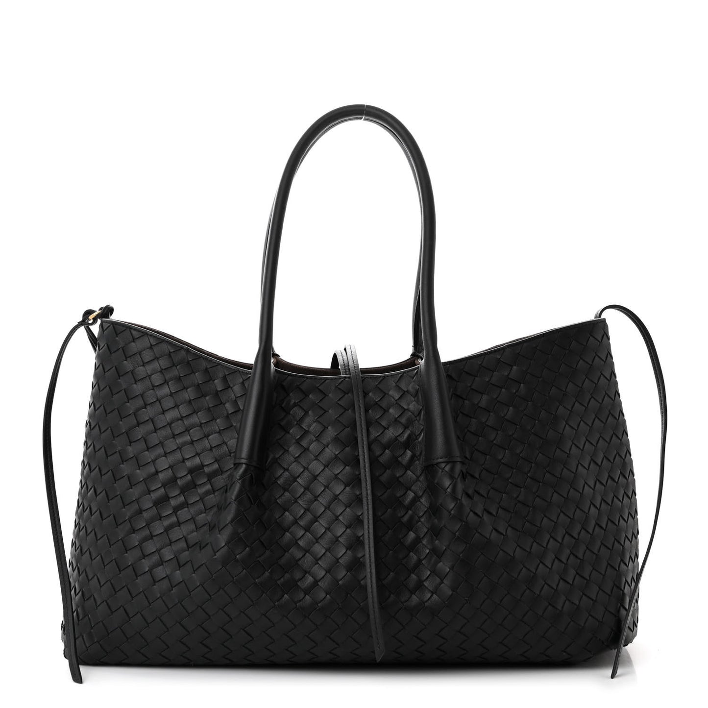 Calfskin Intrecciato Pinacoteca Reversible Tote Black Fondant