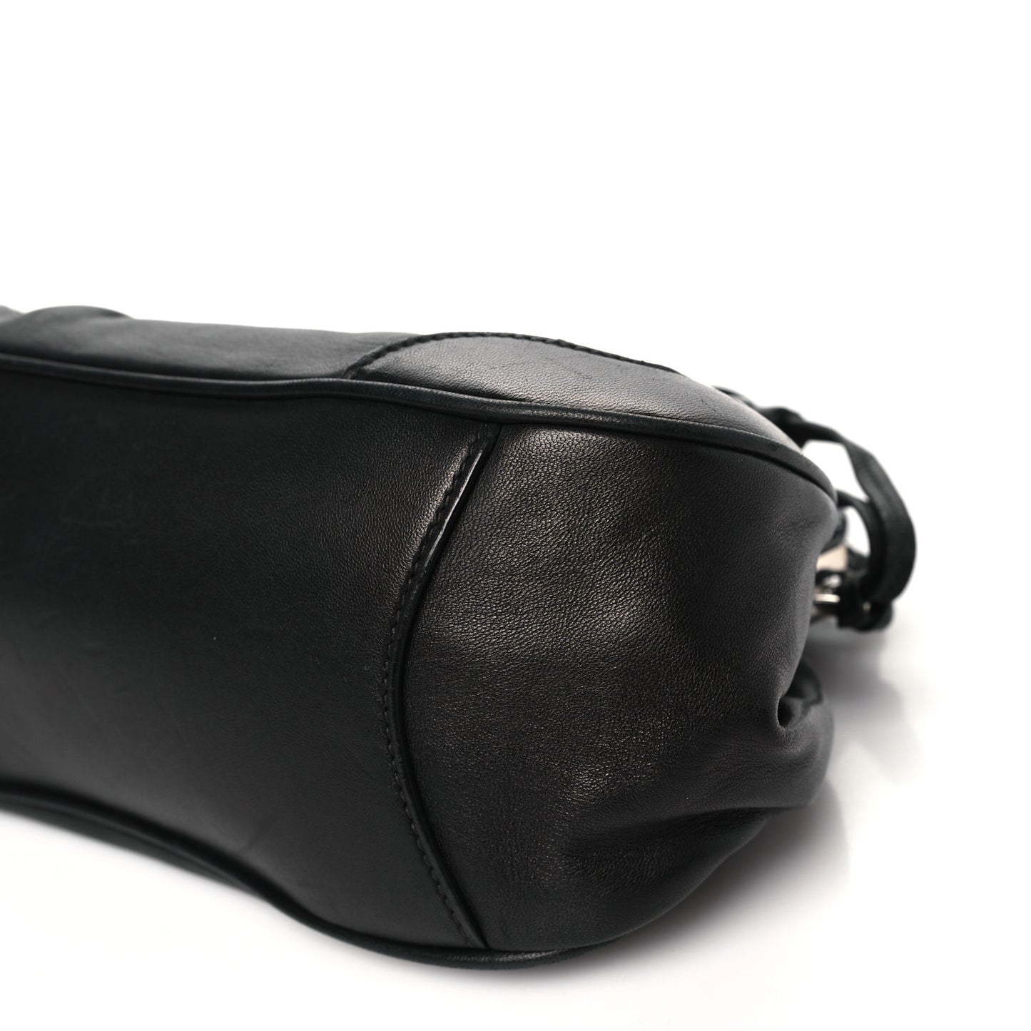 Nappa Kisslock Small Frame Shoulder Bag Black
