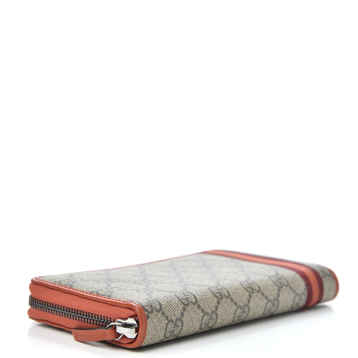 GG Supreme Monogram Web Zip Around Wallet Orange