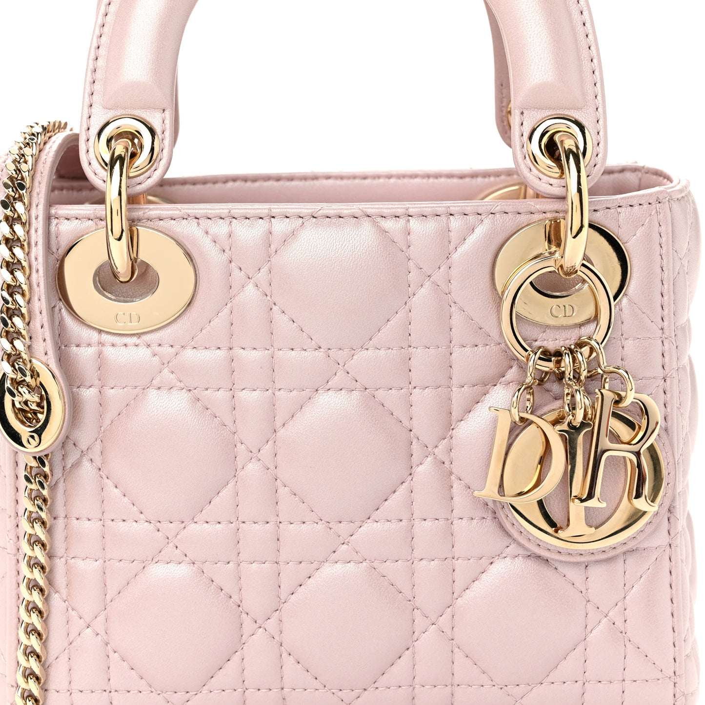Metallic Lambskin Cannage Mini Lady Dior Lotus