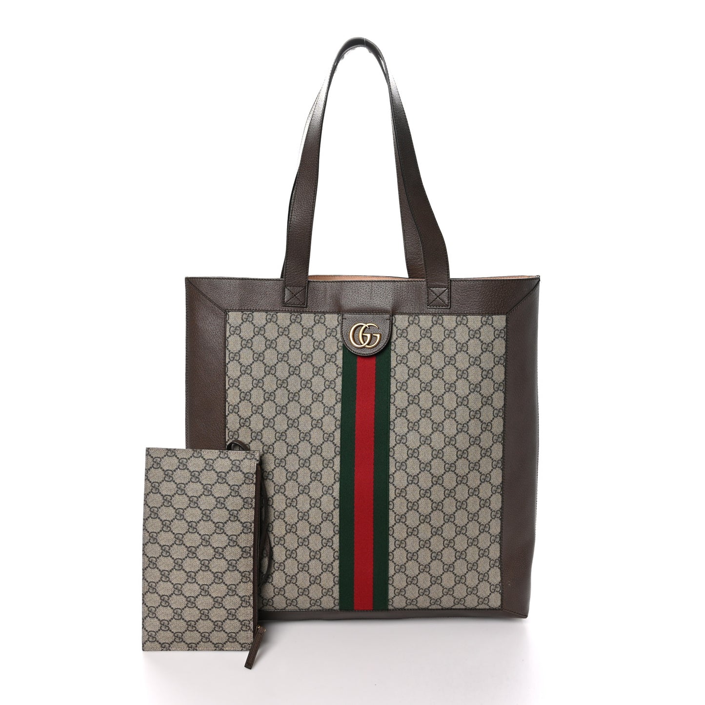 GG Supreme Monogram Web Large Ophidia Vertical Shopping Tote Brown