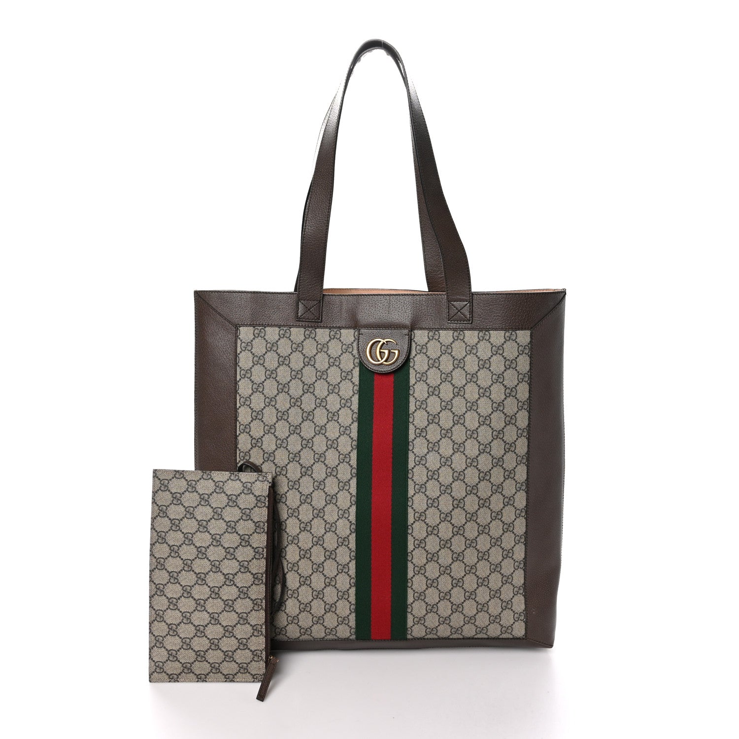Gucci GG Supreme Monogram Web Large Ophidia Vertical Shopping Tote Brown 3 of 10