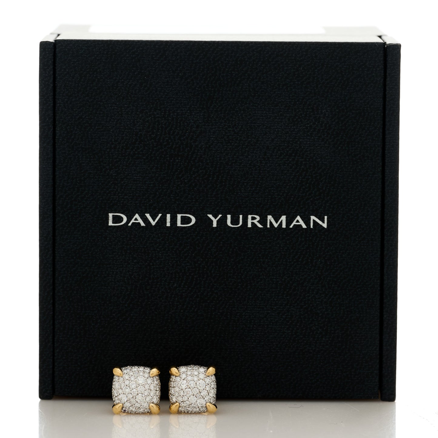 18K Yellow Gold Diamond 11mm Chatelaine Pave Stud Earrings