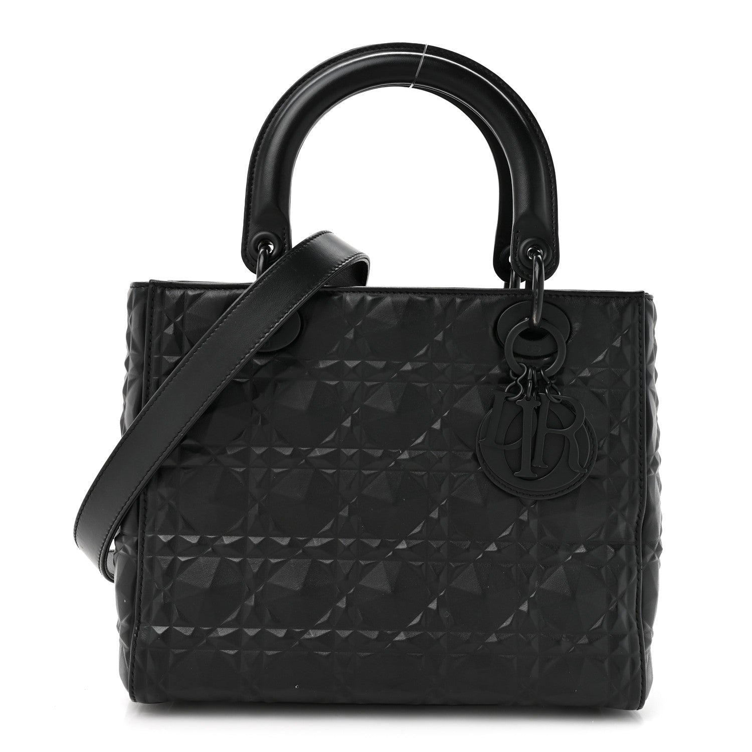 Christian Dior Calfskin Cannage Diamond Cannage Medium Lady Dior