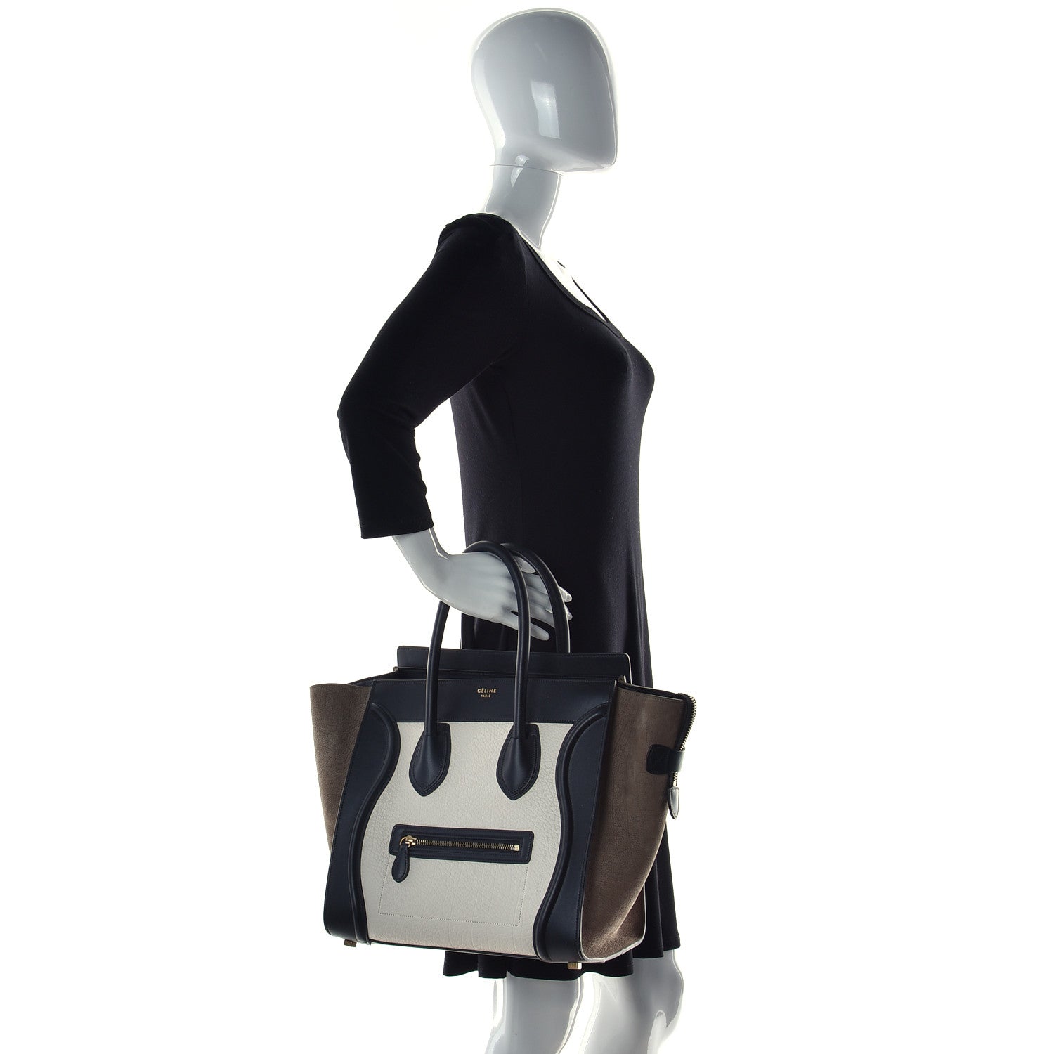 Celine Baby Grained Calfskin Nubuck Mini Tri-Color Luggage Khaki 2 of 24