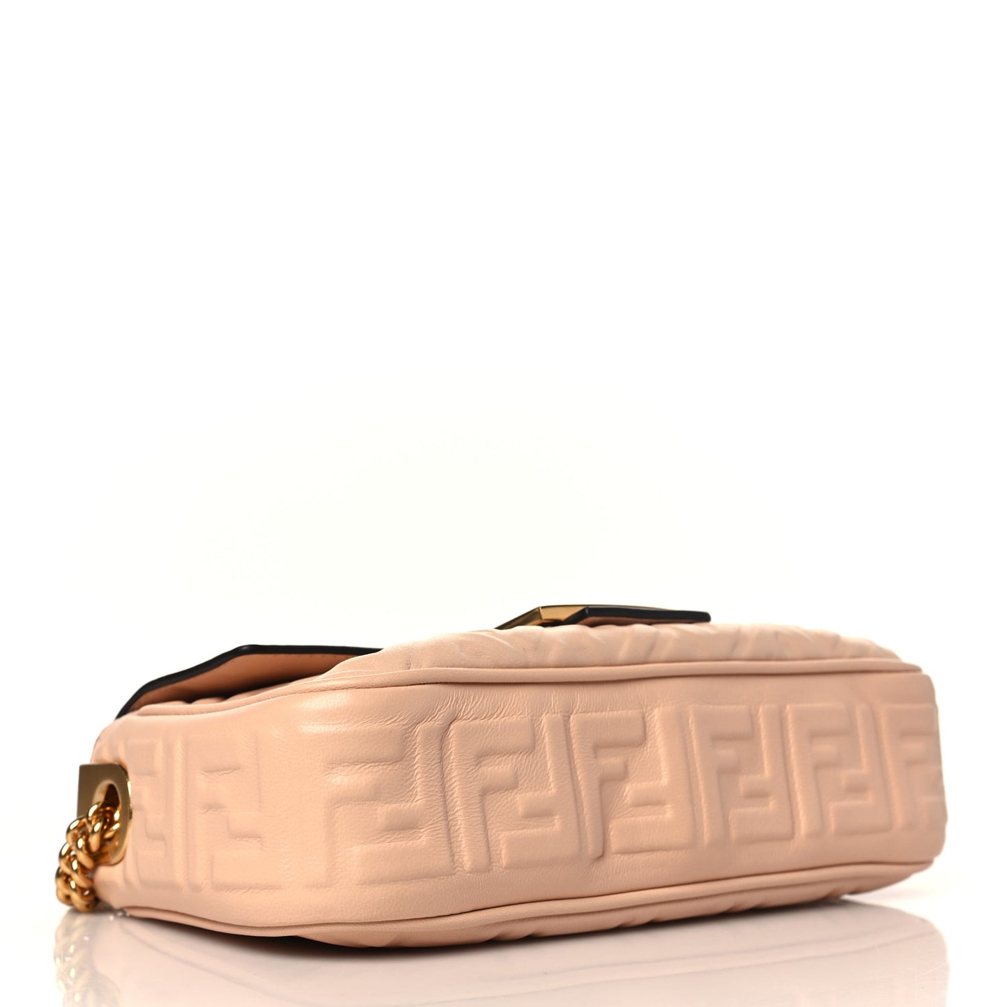 Nappa Small FF Embossed Midi Chain Baguette Light Rose
