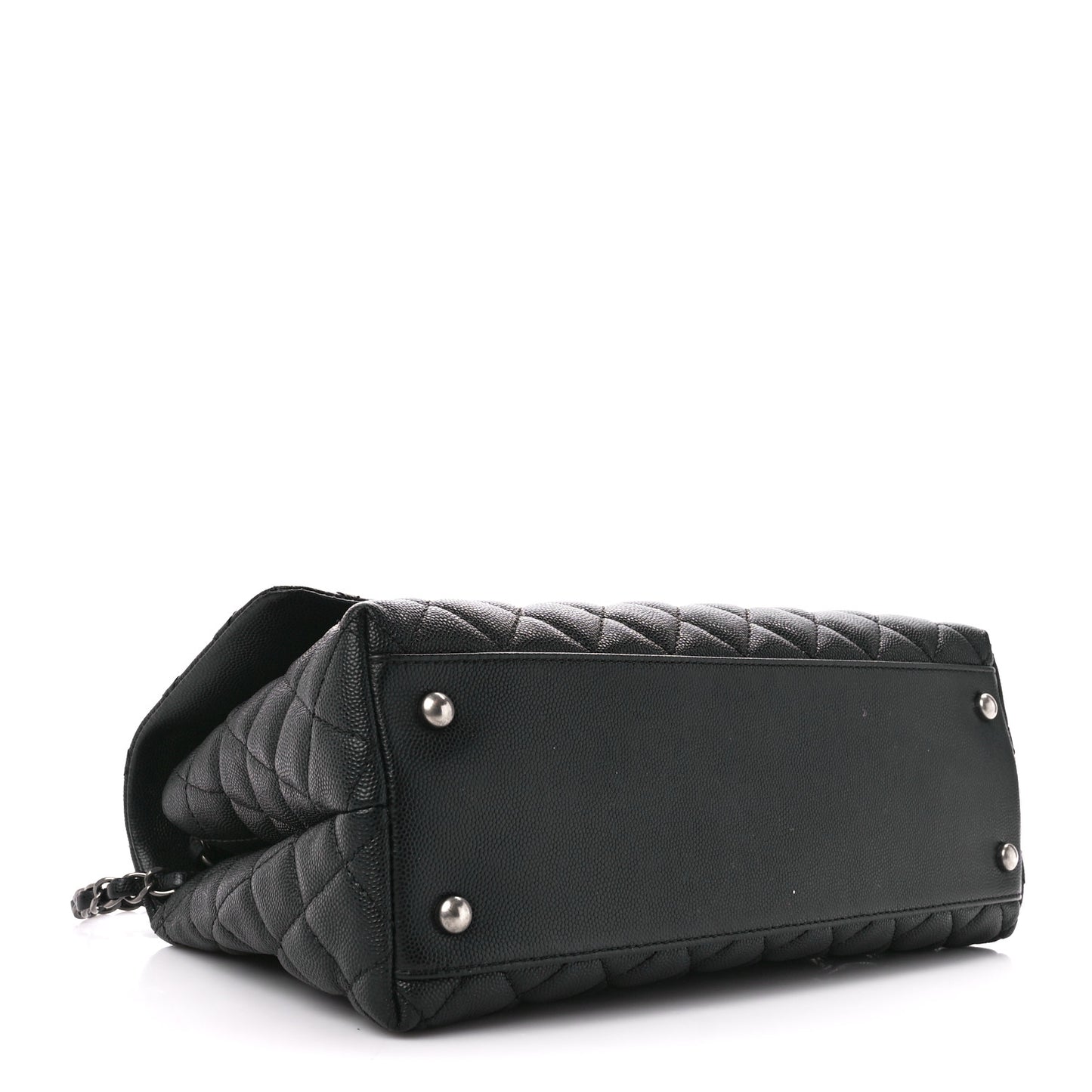 Caviar Lizard Quilted Small Coco Handle Flap Black