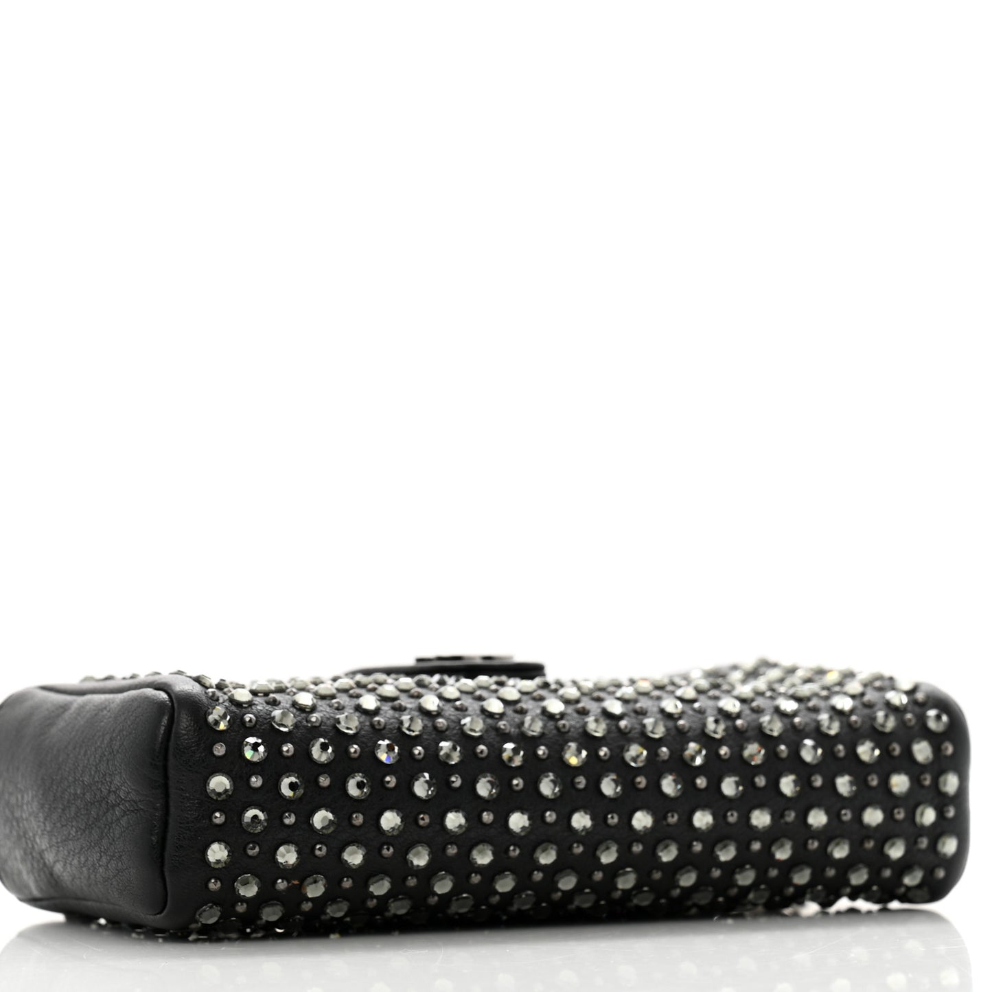Calfskin Strass Studded Mini Phone Holder Clutch Black