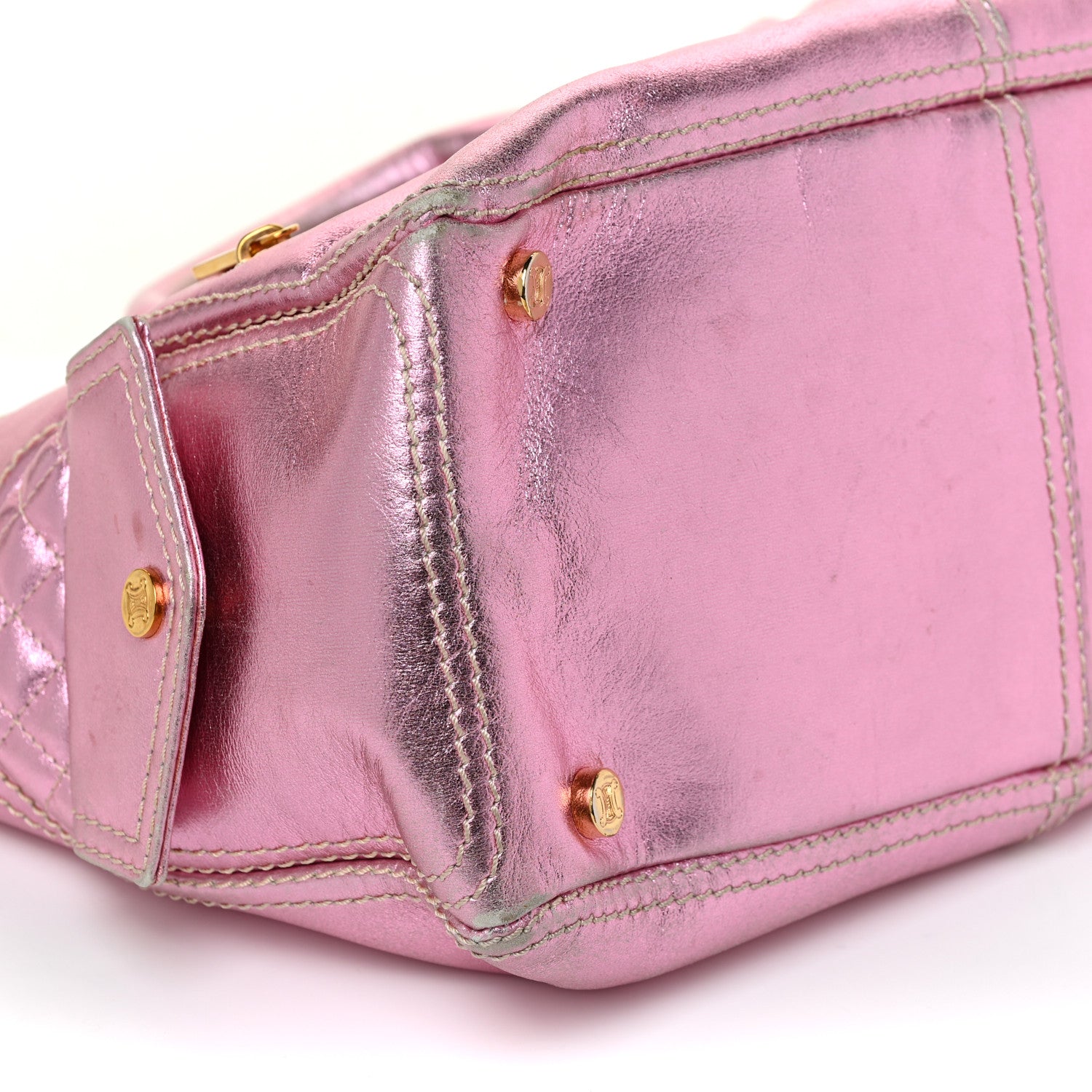 Celine Metallic Lambskin Quilted Boogie Satchel Pink 9 of 26