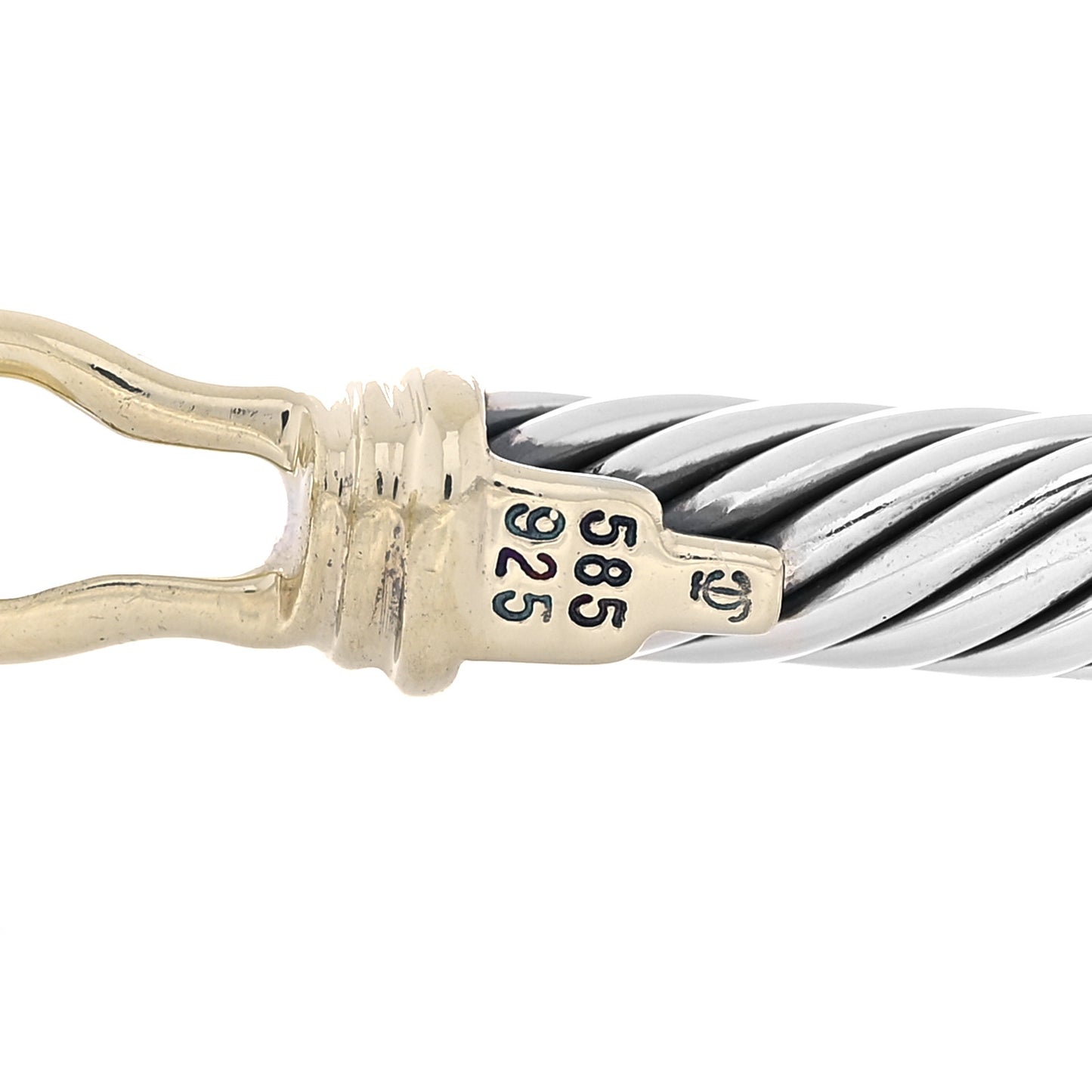 Sterling Silver 14K Yellow Gold 5mm Cable Classic Buckle Bracelet