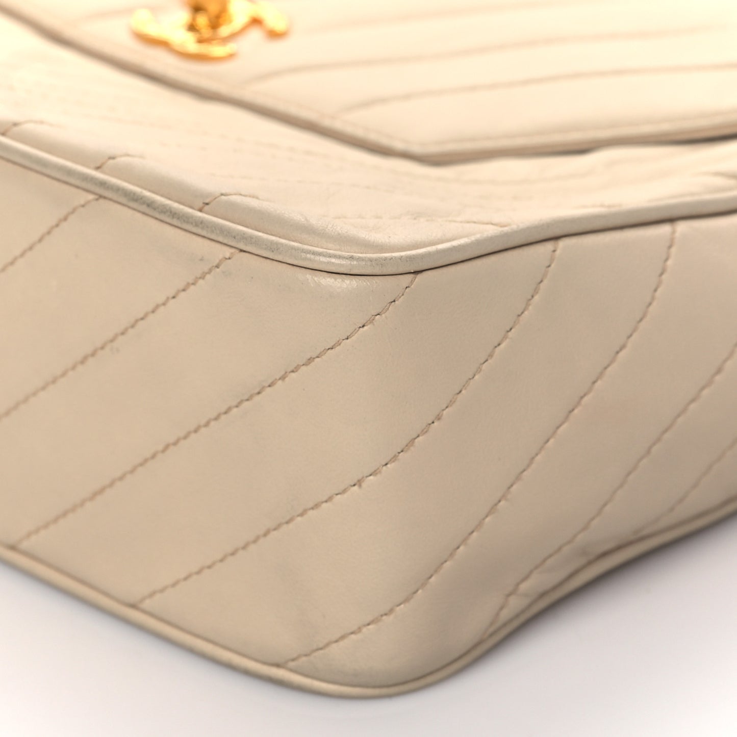 Lambskin Diagonal Quilted Tassel Camera Bag Light Beige