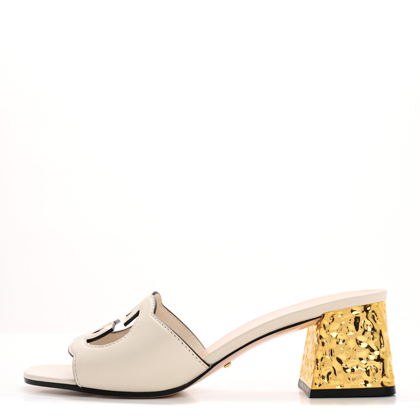 Cosmos Softy Calfskin Interlocking G Cut Out 55mm Slide Sandals 40.5 Mystic White