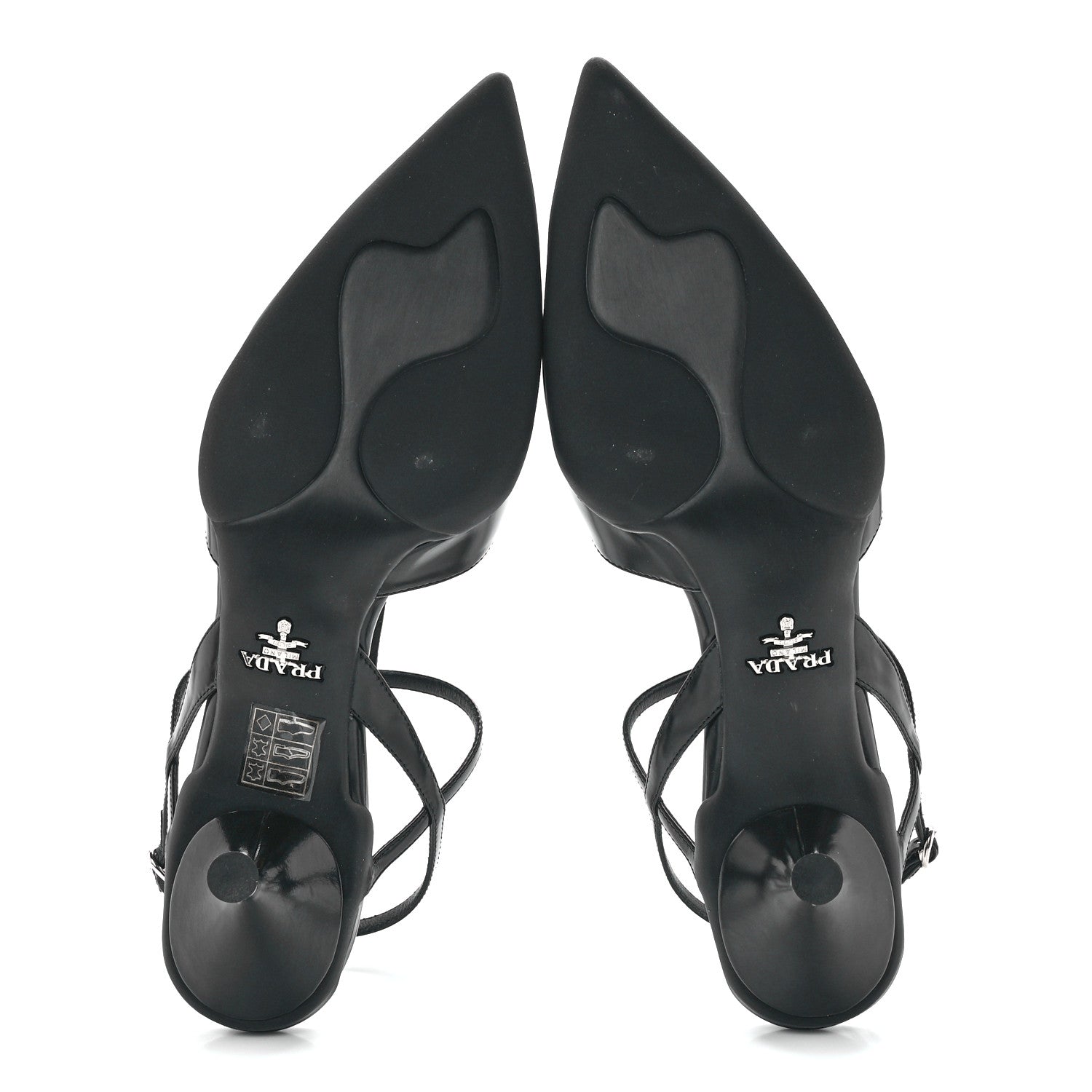 Prada Spazzolato Pointed Toe T-Strap 55mm Slingback Pumps 37.5 Black 5 of 9