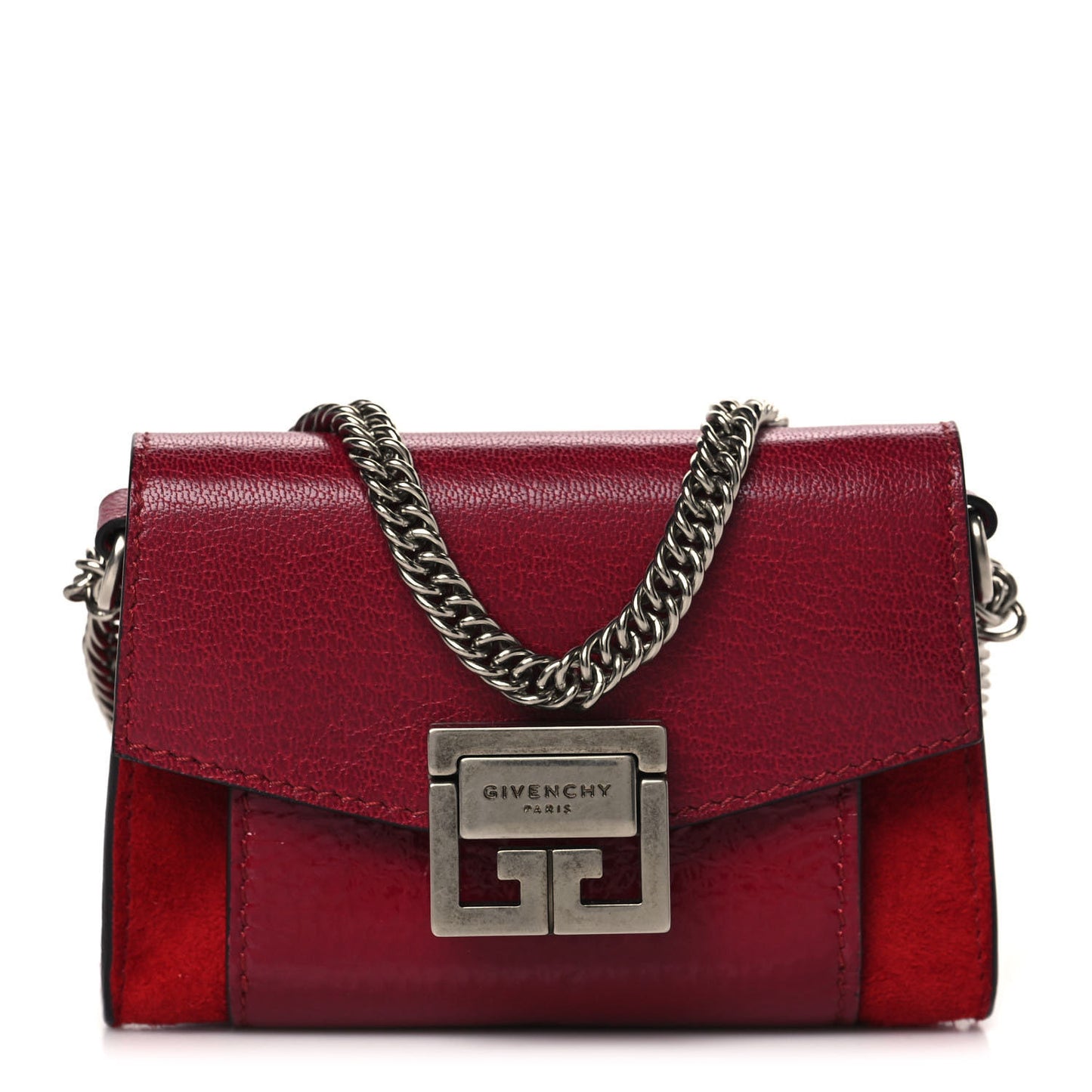 Crinkled Patent Goatskin Suede Mini GV3 Shoulder Bag Fig Pink Cherry