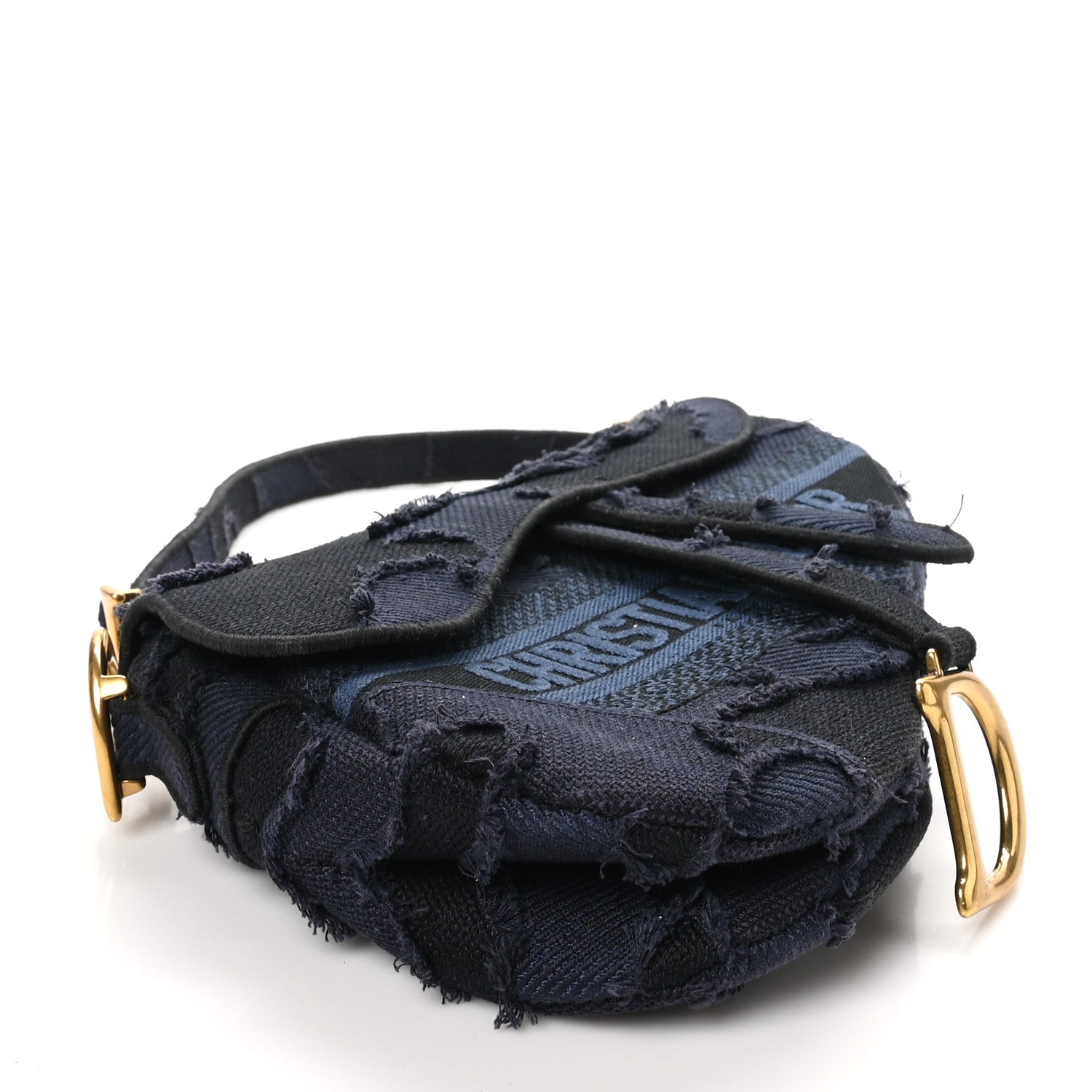 Christian Dior Canvas Embroidered Camouflage Saddle Bag Blue 4 of 10