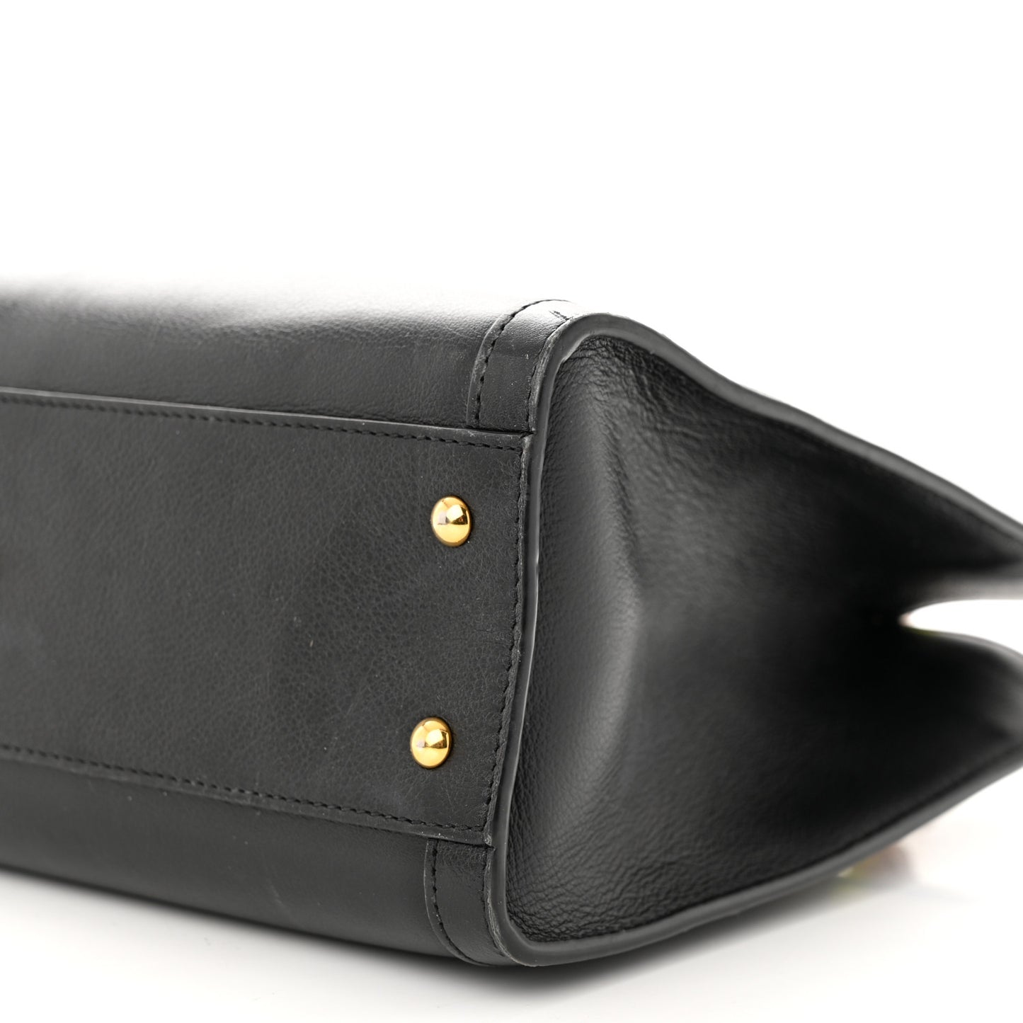 Calfskin Small Diana Tote Bag Black Yellow Fluo