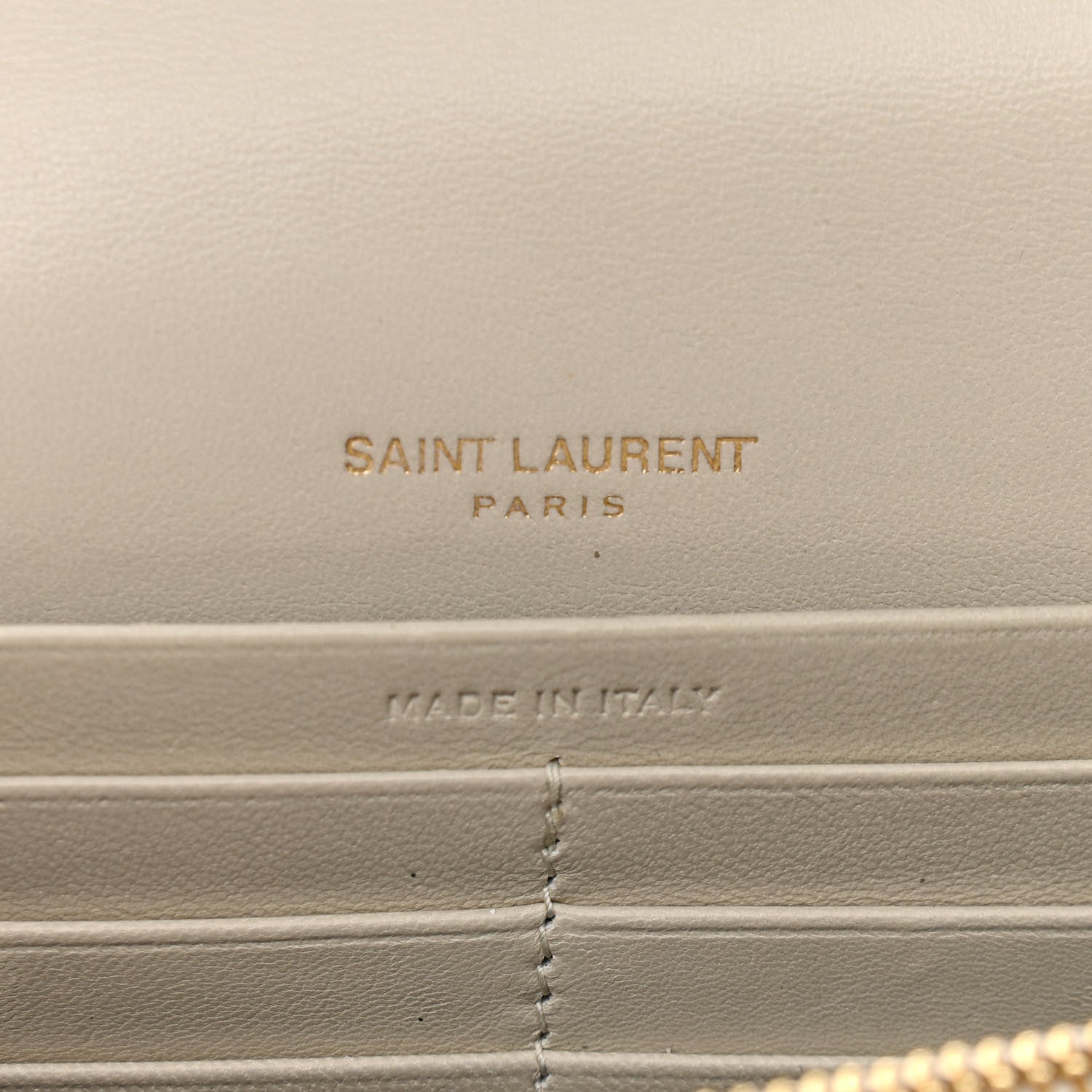 Saint Laurent Lambskin Matelasse Monogram Vicky Chain Wallet Off White 6 of 11