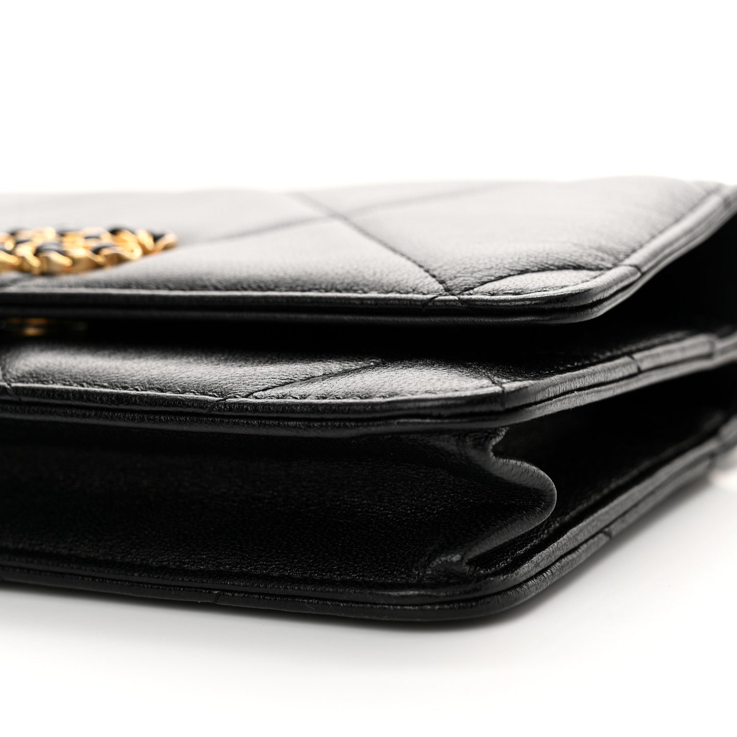 Lambskin Quilted Chanel 19 Wallet On Chain WOC Black