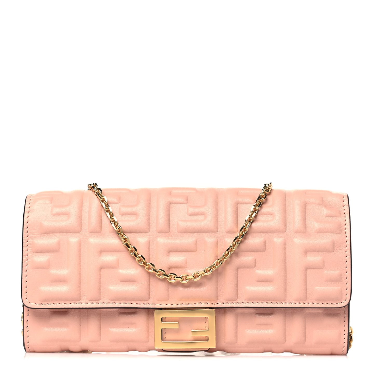 Nappa Matisse FF Embossed Continental Wallet On Chain Light Pink