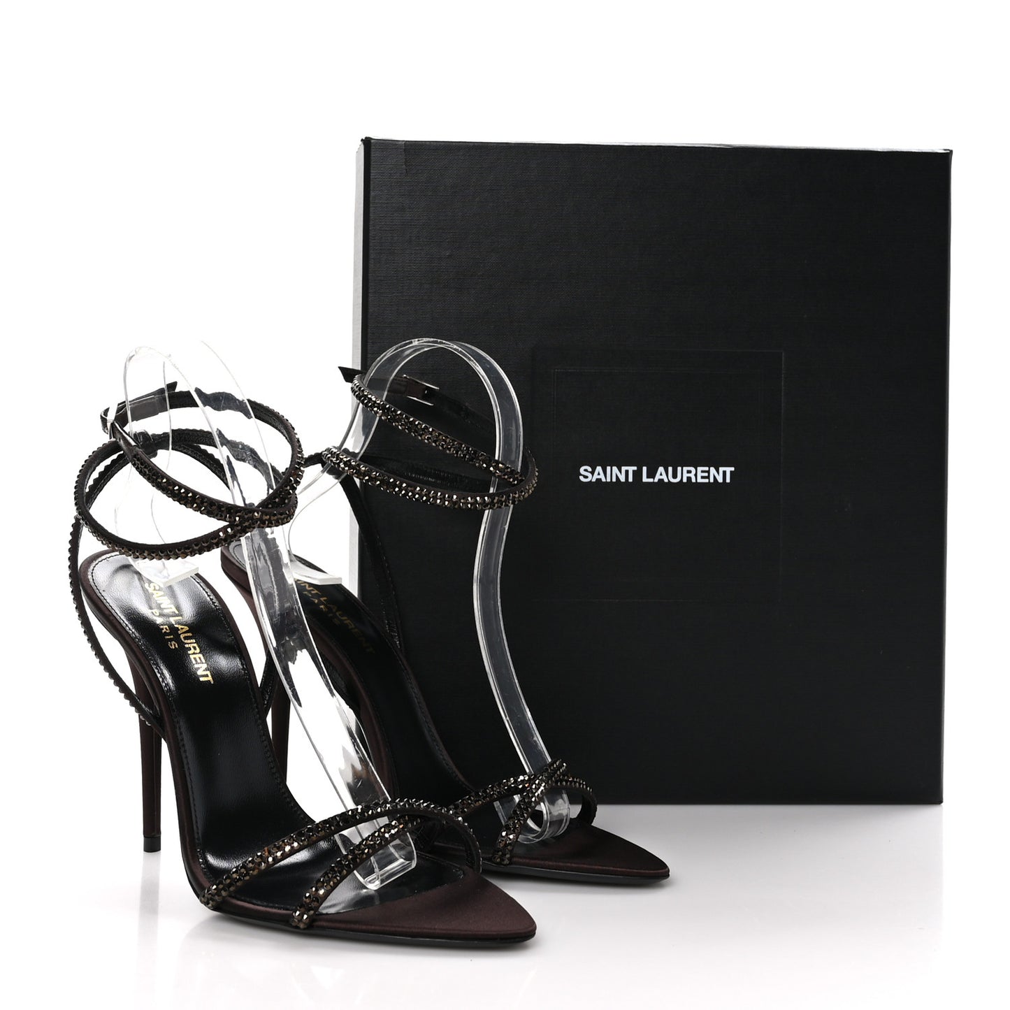 Satin Crystal Ava 105 Sandals 38.5 Amaranth